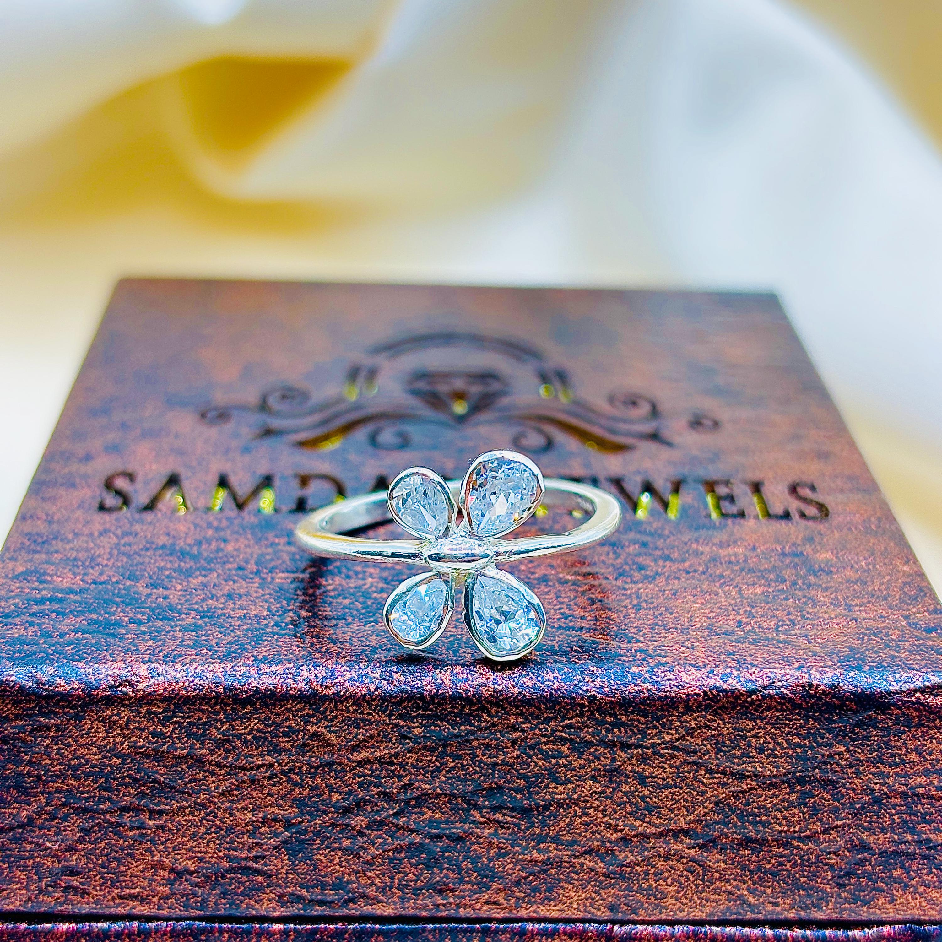 Butterfly Ring For Women 925 Sterling Silver Pear Cut Moissanites Bezel Set Proposal Minimalist Bridal Engagement Wedding Unique Anniversary