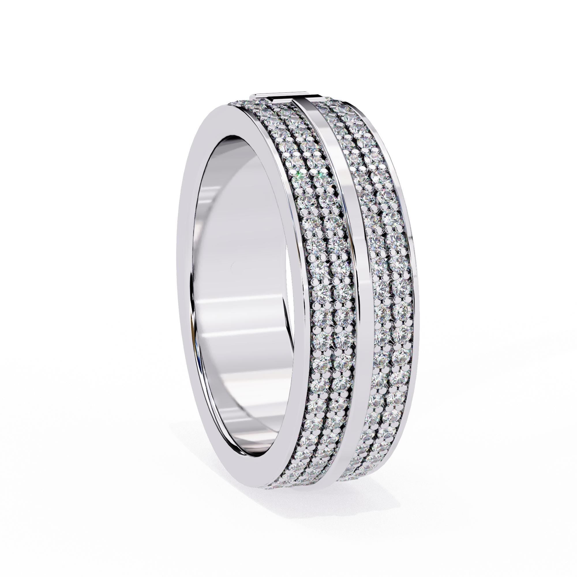 Moissanite Full Eternity Band Micro Pave Set 925 Silver Stacking Multi Row Proposal Anniversary Gift Bridal Matching Wedding Band For Women