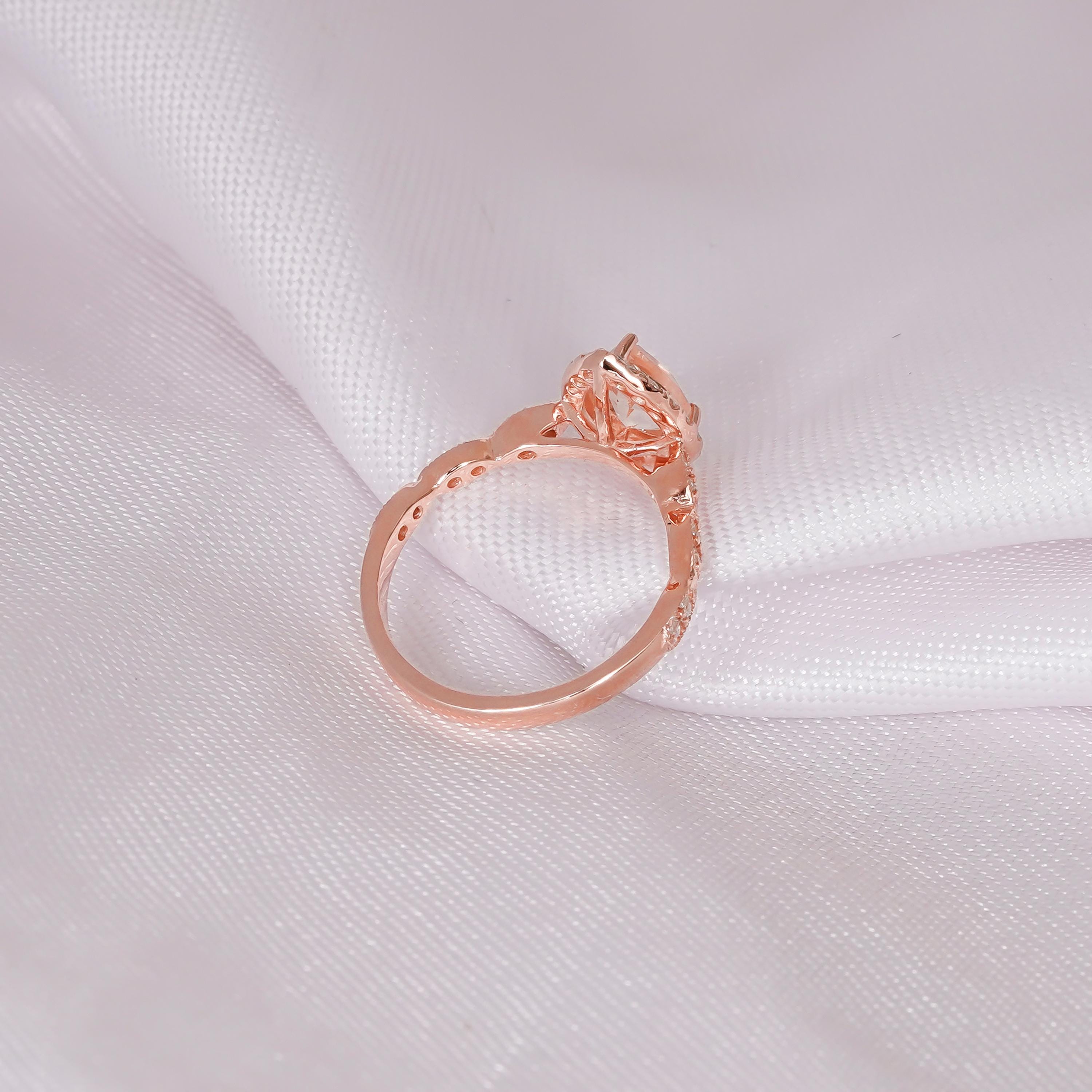 Pear Morganite Engagement Ring, Art Deco Sterling Silver Halo
