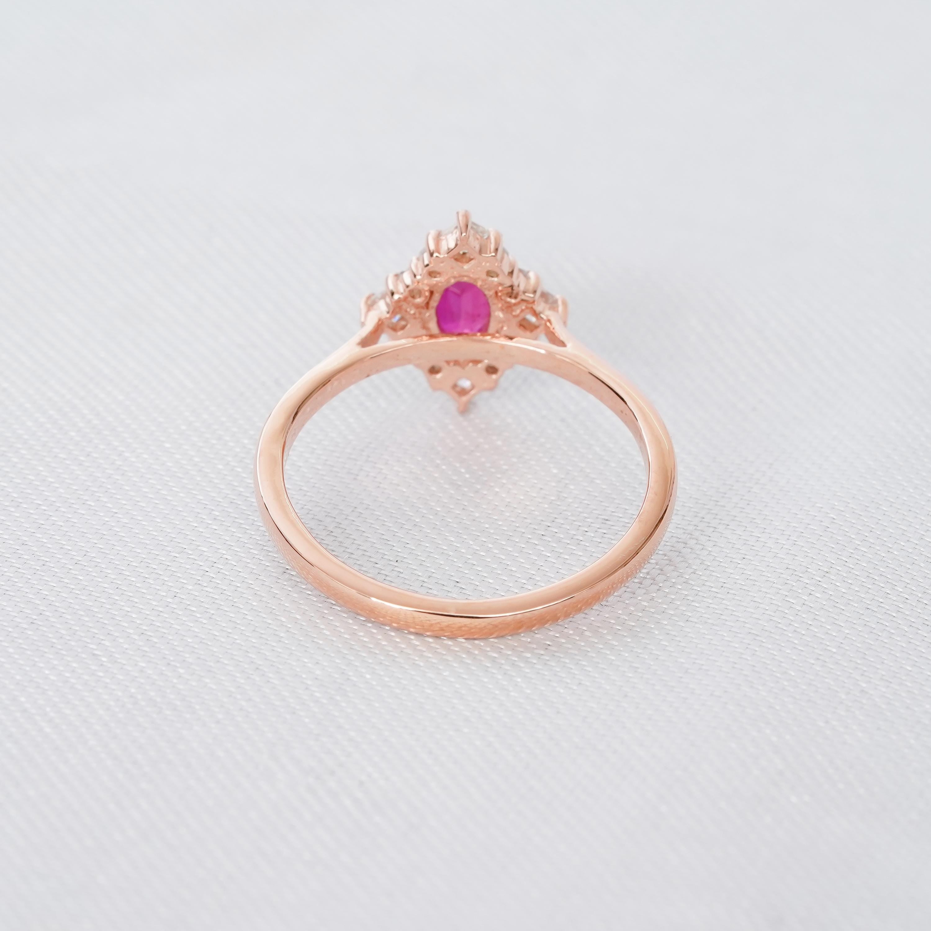 Oval Pink Ruby Engagement Ring, Halo Moissanite, 925 Sterling Silver