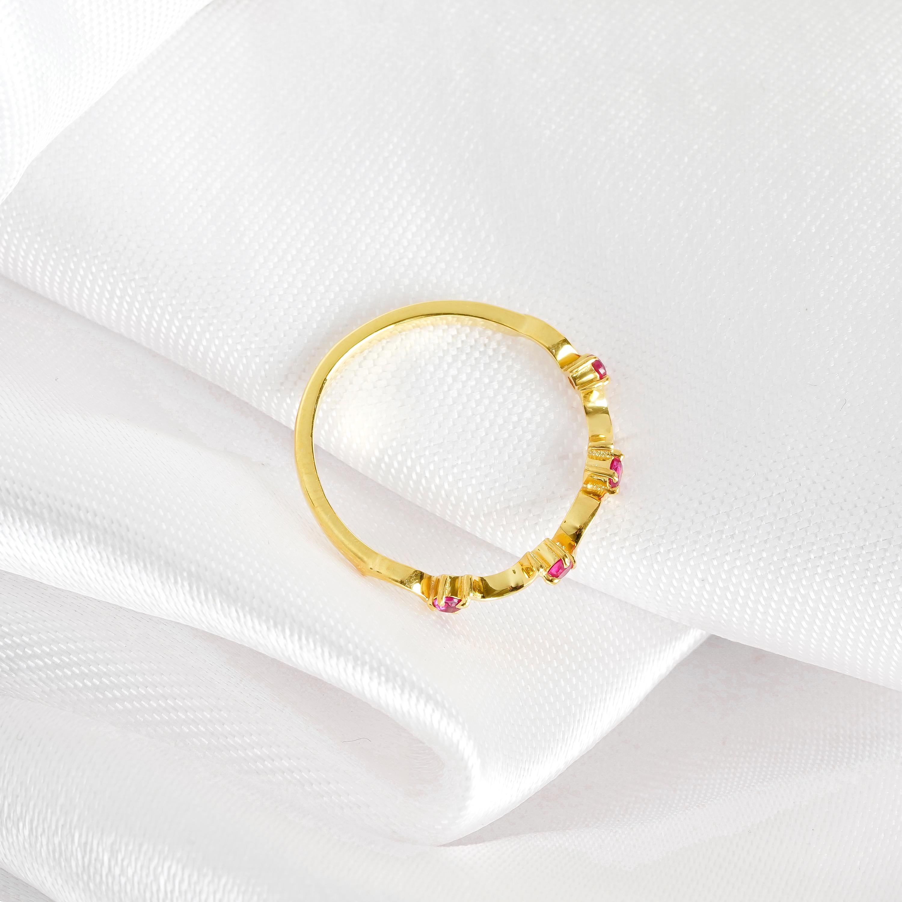 Ruby Wedding Band, Sterling Silver Pave Eternity Ring