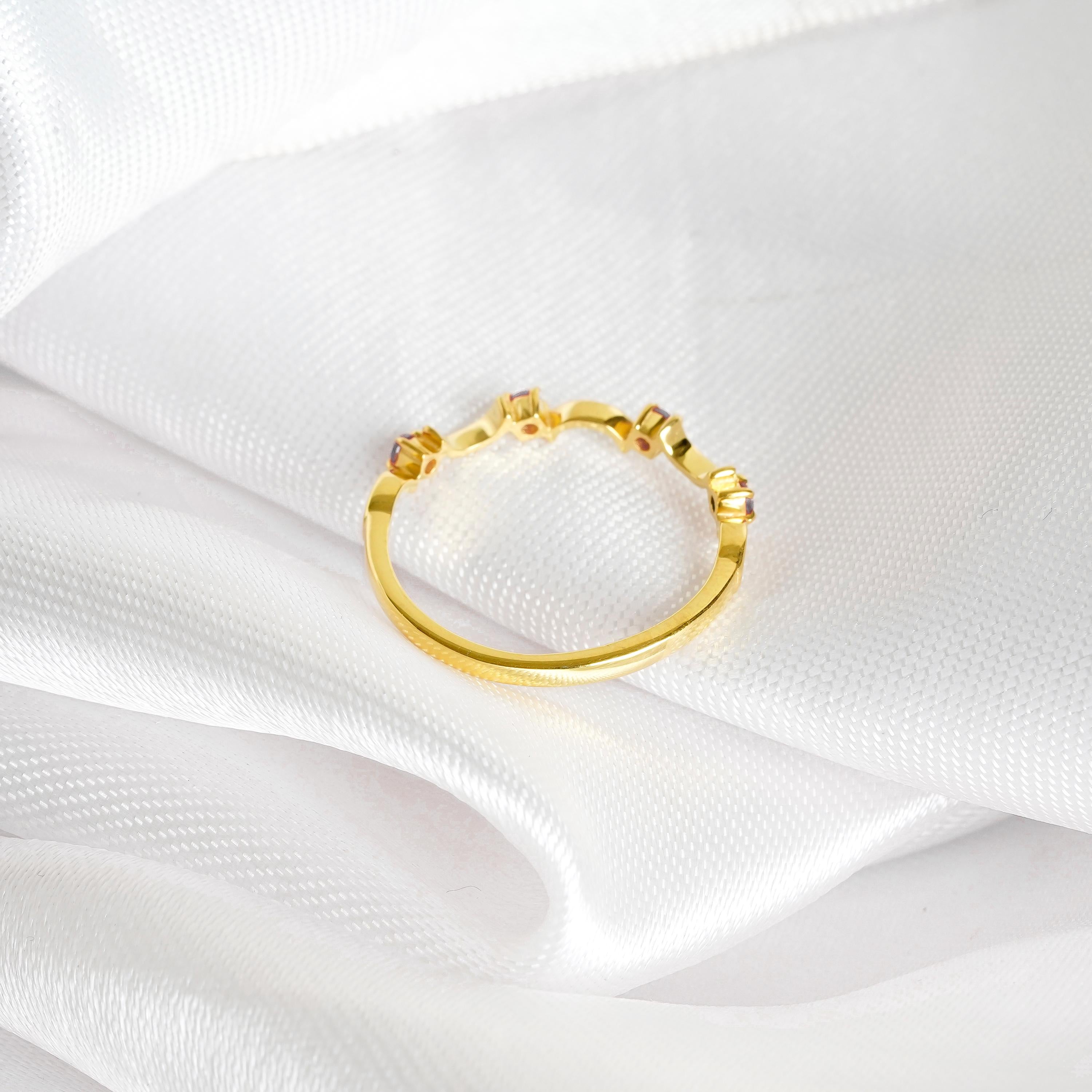 Ruby Wedding Band, Sterling Silver Pave Eternity Ring