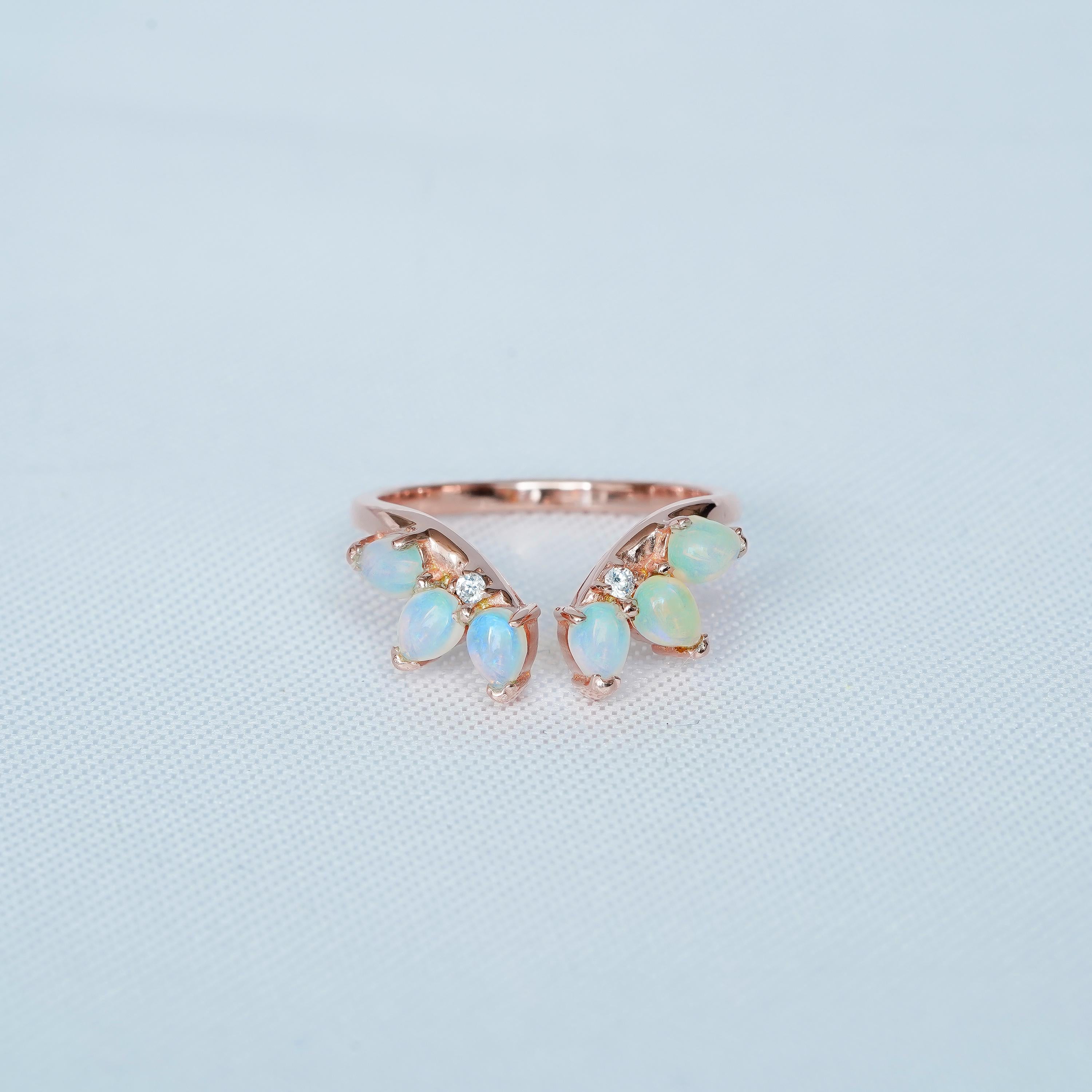 Pear Opal Sterling Silver Wedding Band, Curved Teardrop Anniversary Ring