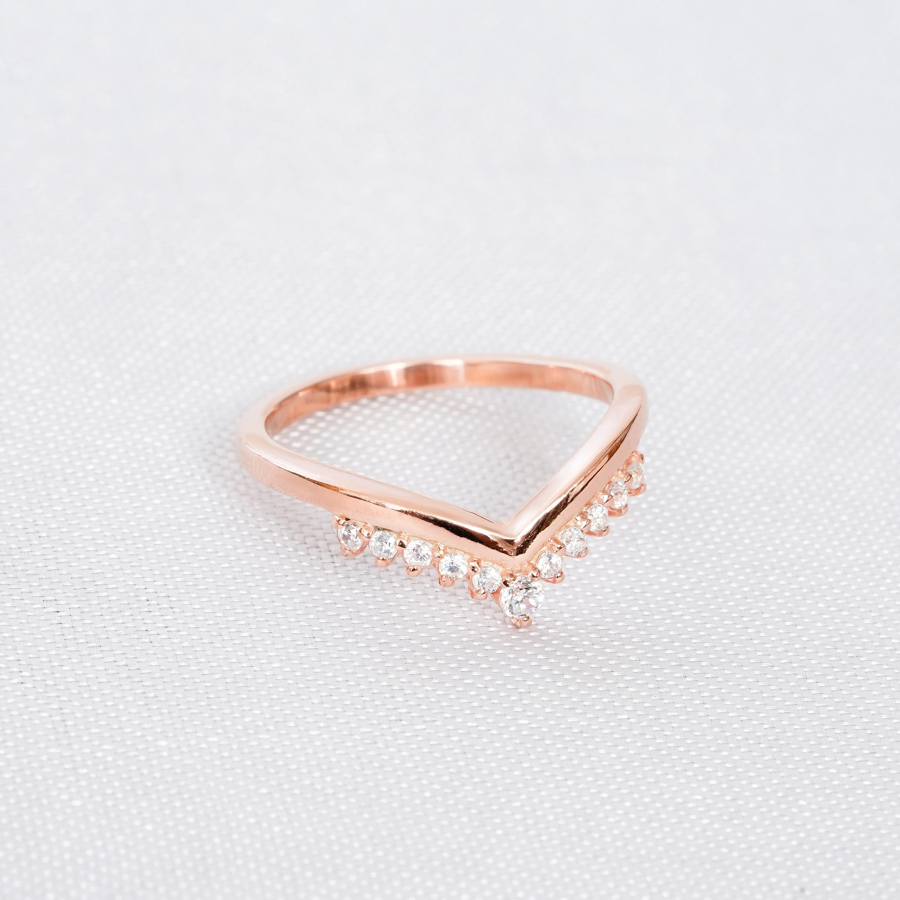 Moissanite Engagement Ring Set, Sterling Silver Bridal, Art Deco Chevron Band