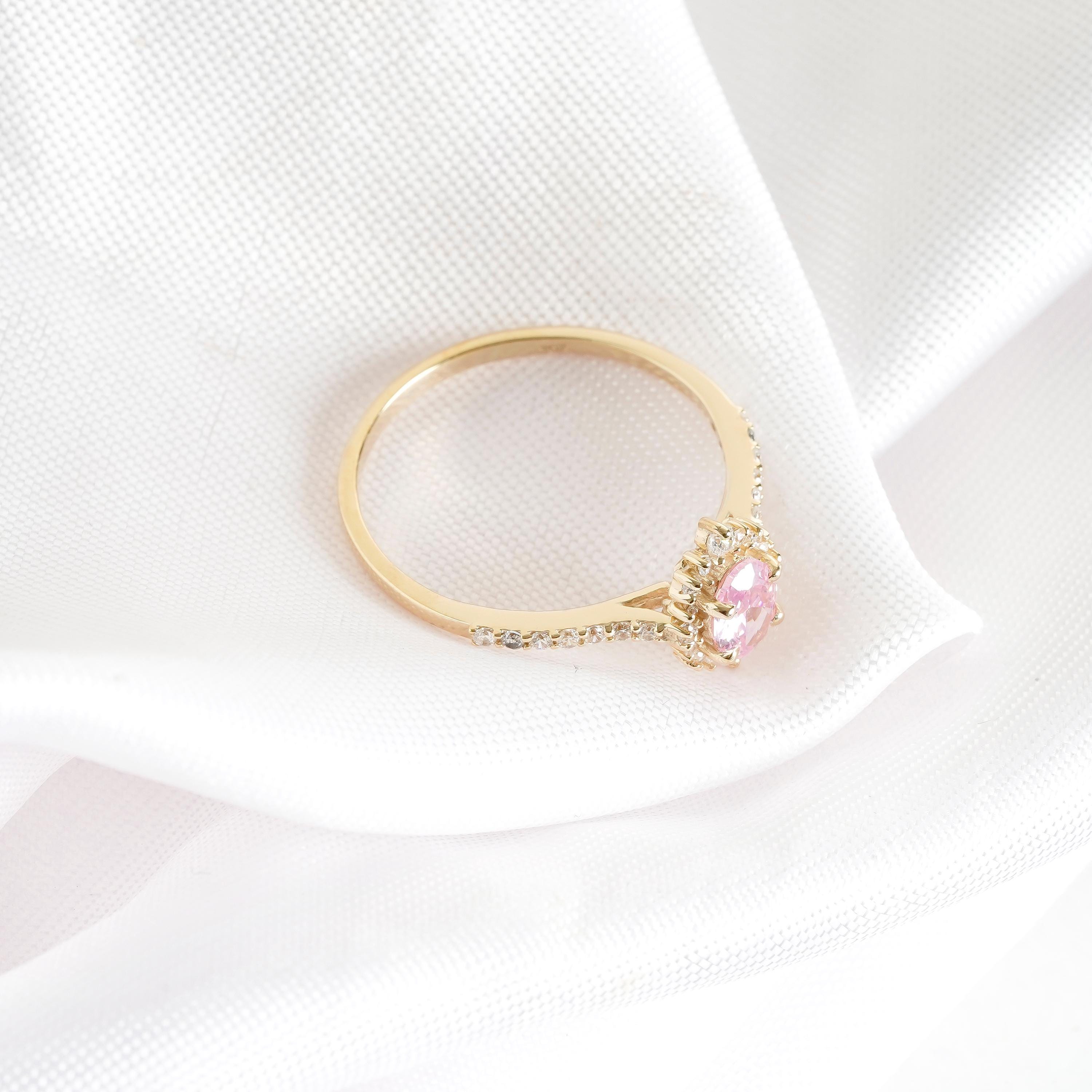 Oval Morganite Engagement Ring, Sterling Silver Halo, Proposal Ring