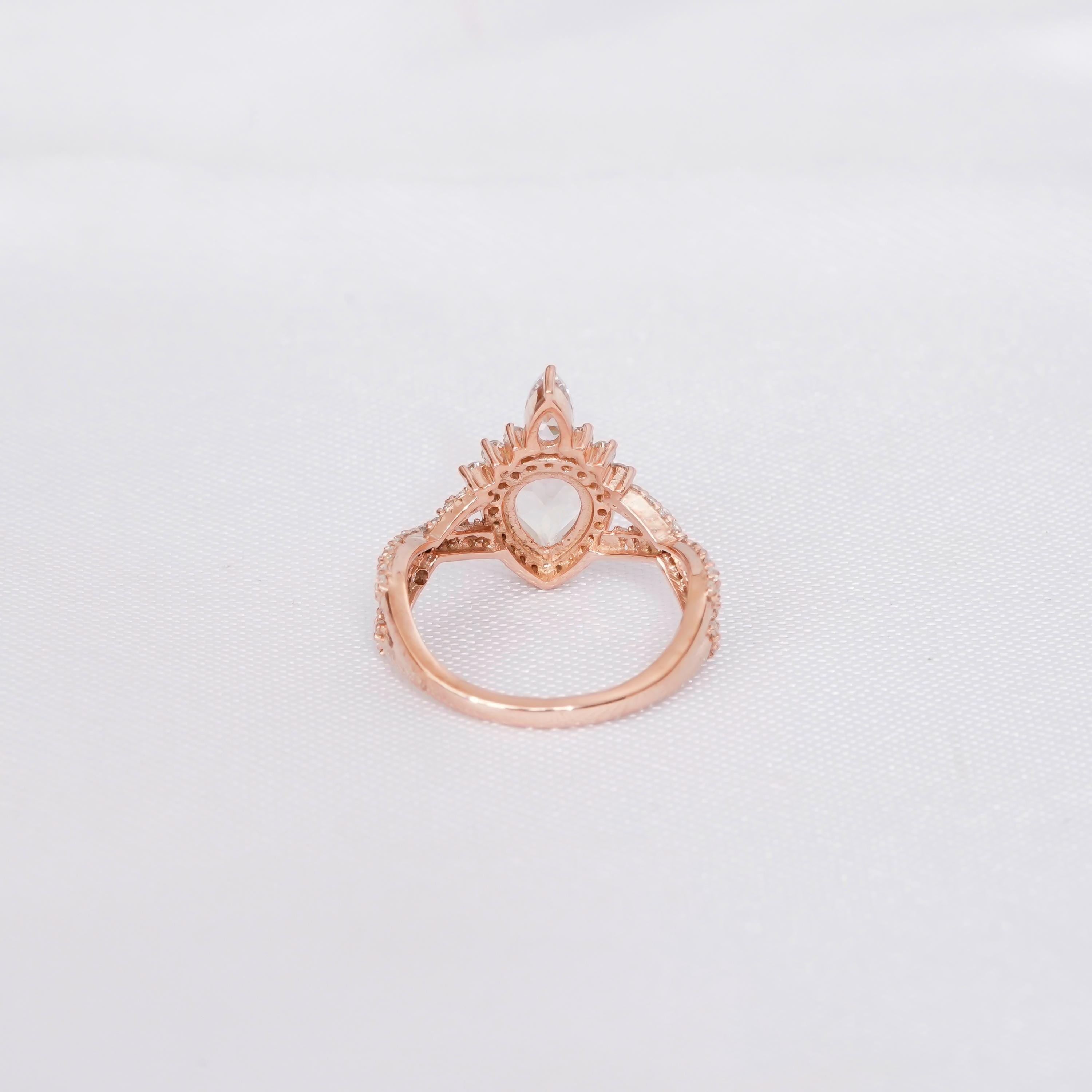 Pear Opal Engagement Ring, Sterling Silver Halo, Teardrop Infinity Ring