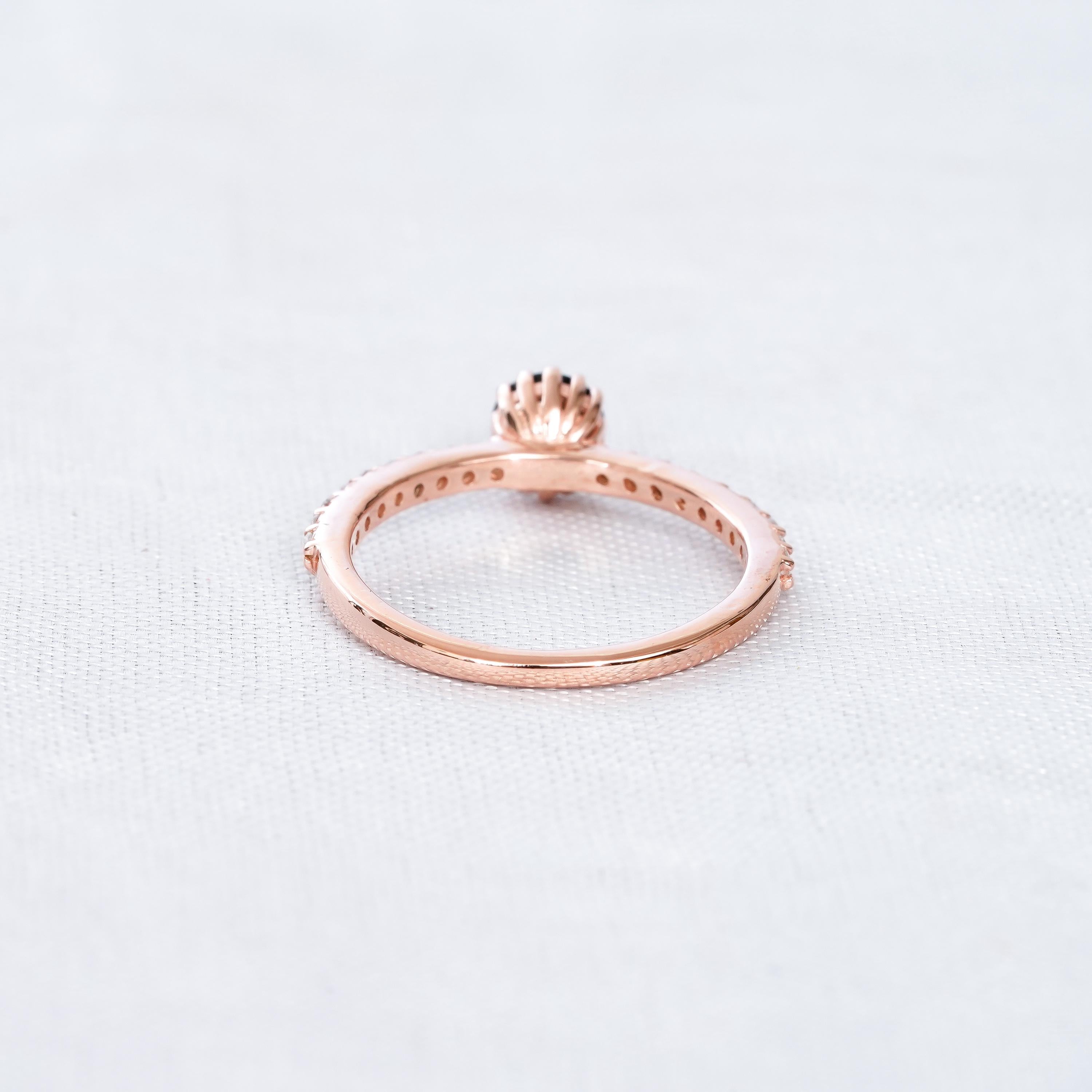 Blue Sapphire Engagement Ring, Sterling Silver Halo, Vintage Style