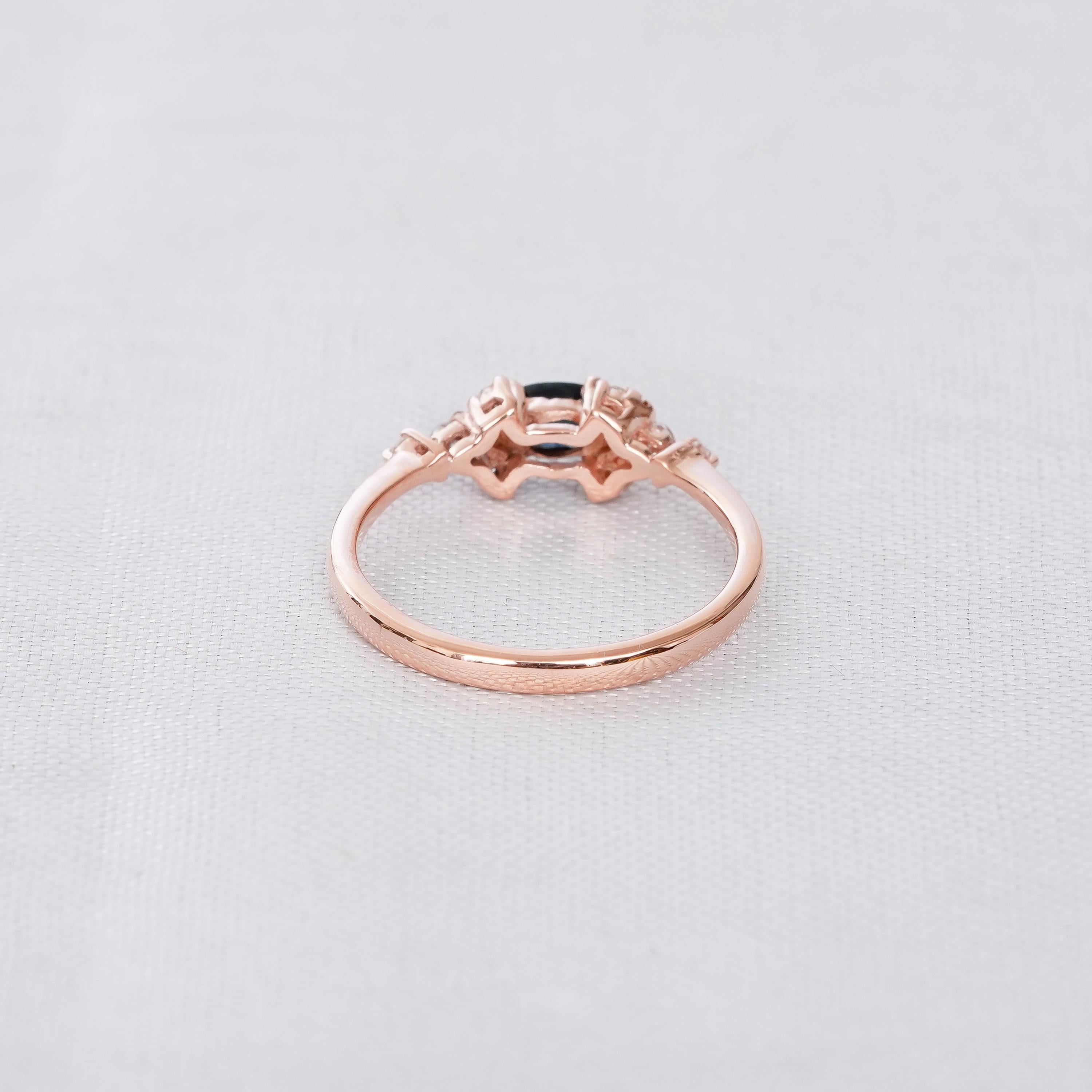 Marquise Simulated Blue Sapphire Ring, 925 Sterling Silver, Vintage Halo