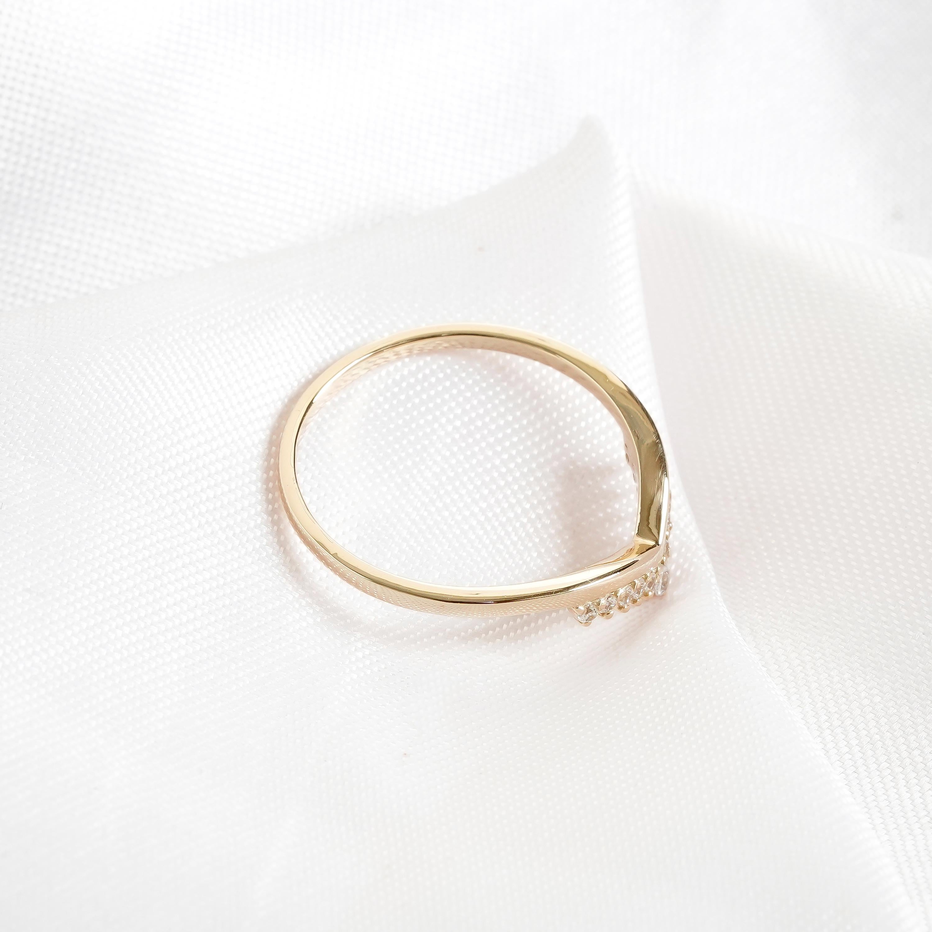 Chevron Moissanite Wedding Band, Sterling Silver V Ring, Anniversary Gift