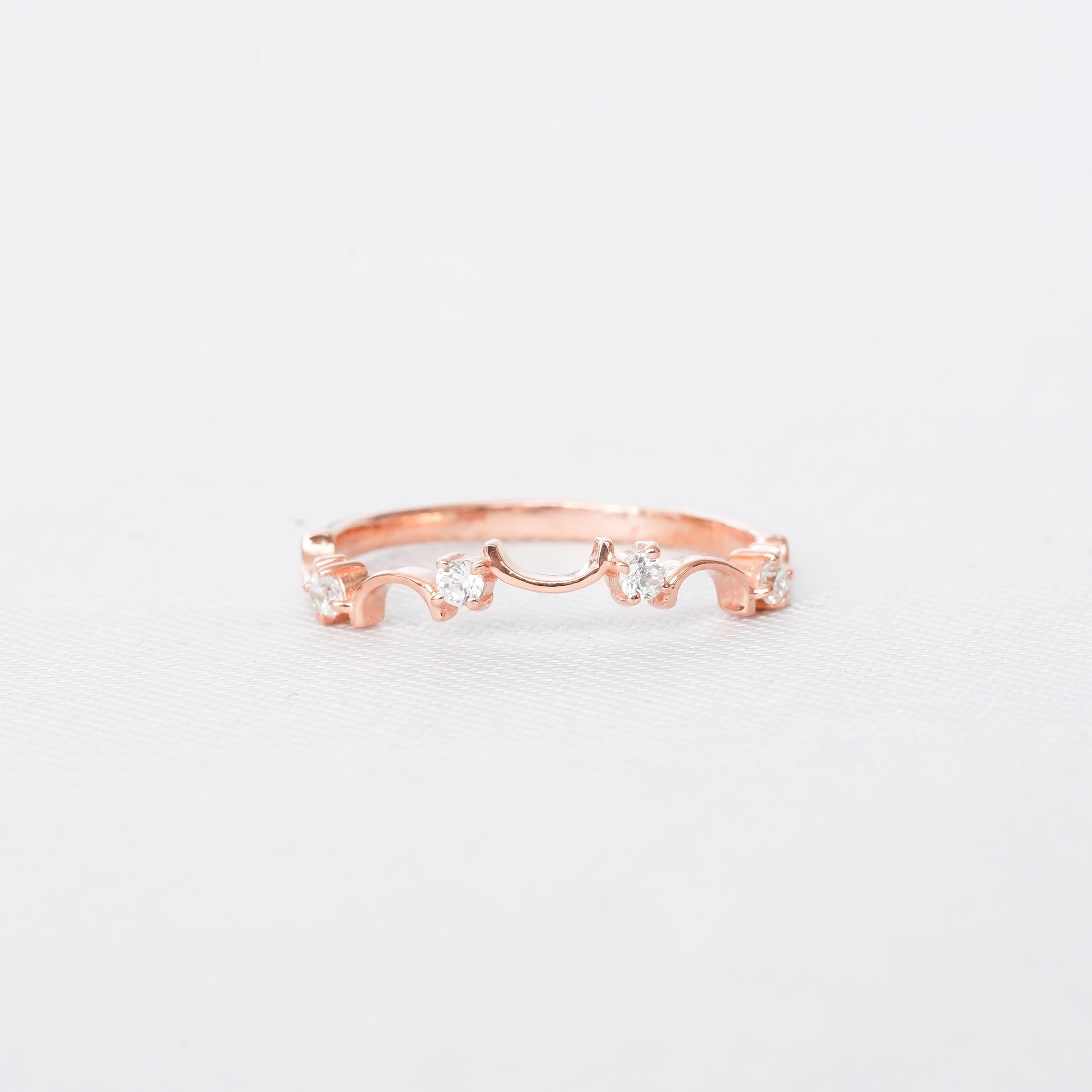 Moissanite Sterling Silver Wedding Band - Dainty Pave Eternity Ring