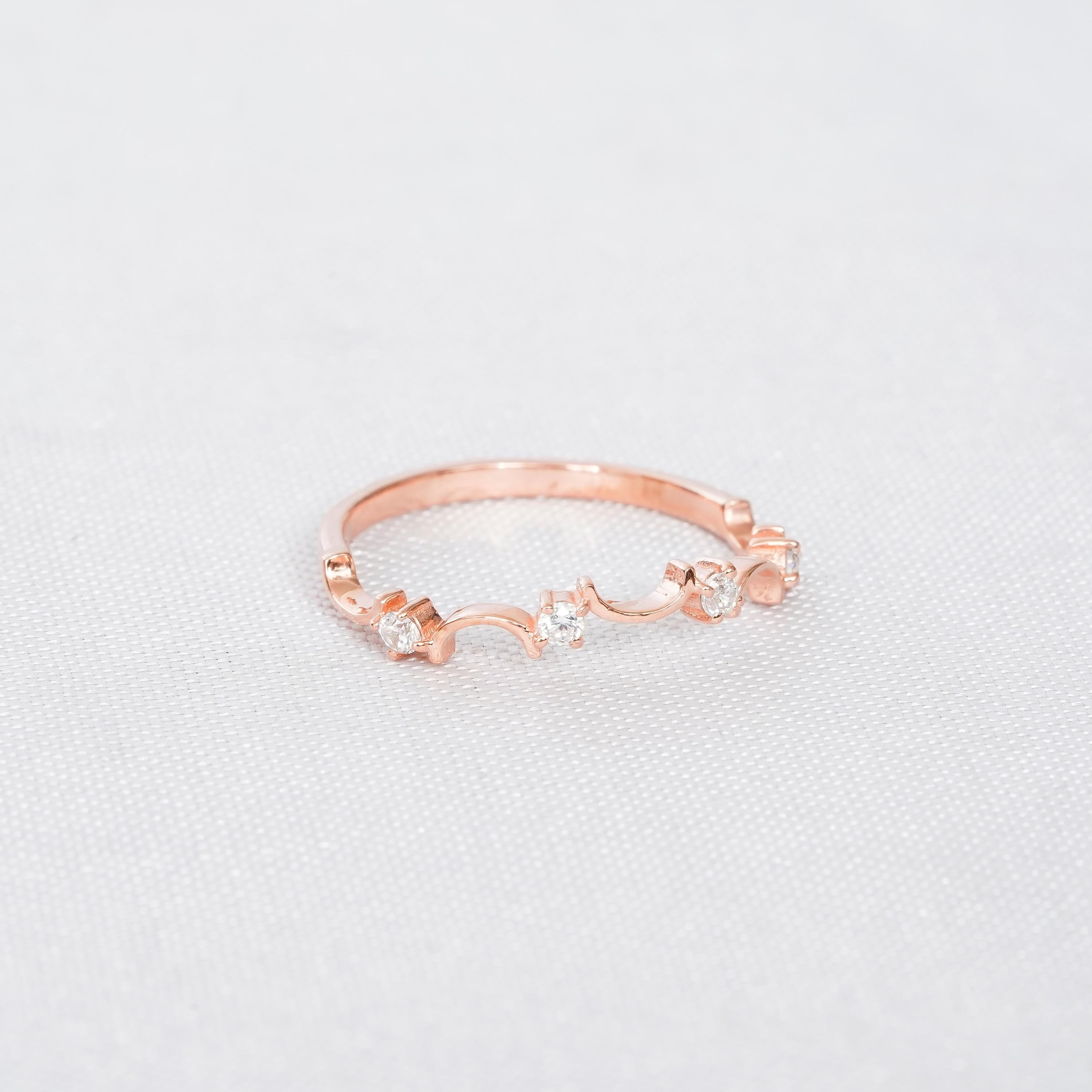 Moissanite Sterling Silver Wedding Band - Dainty Pave Eternity Ring