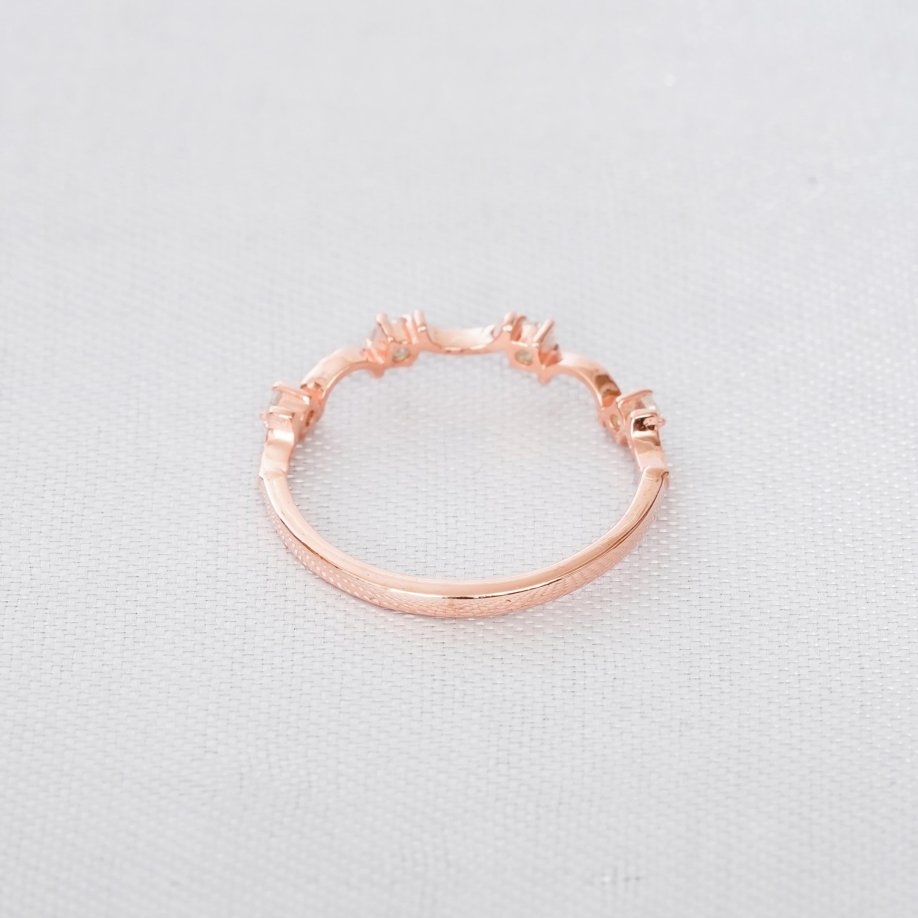 Moissanite Sterling Silver Wedding Band - Dainty Pave Eternity Ring