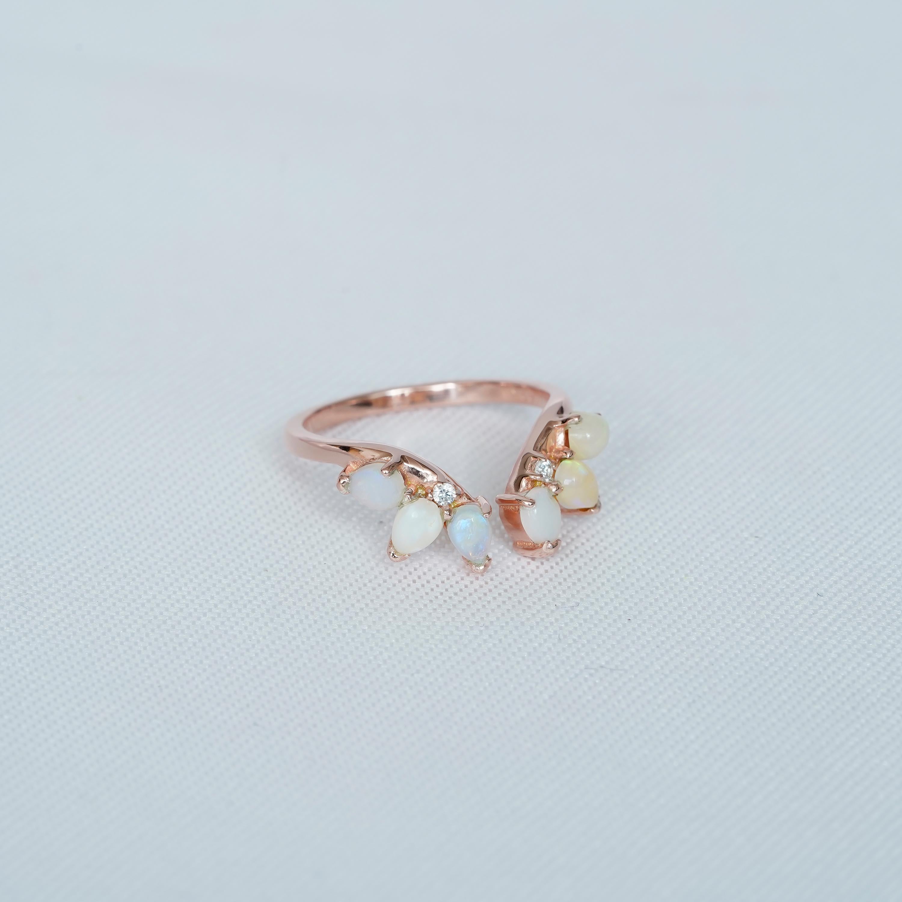 Pear Opal Sterling Silver Wedding Band, Curved Teardrop Anniversary Ring
