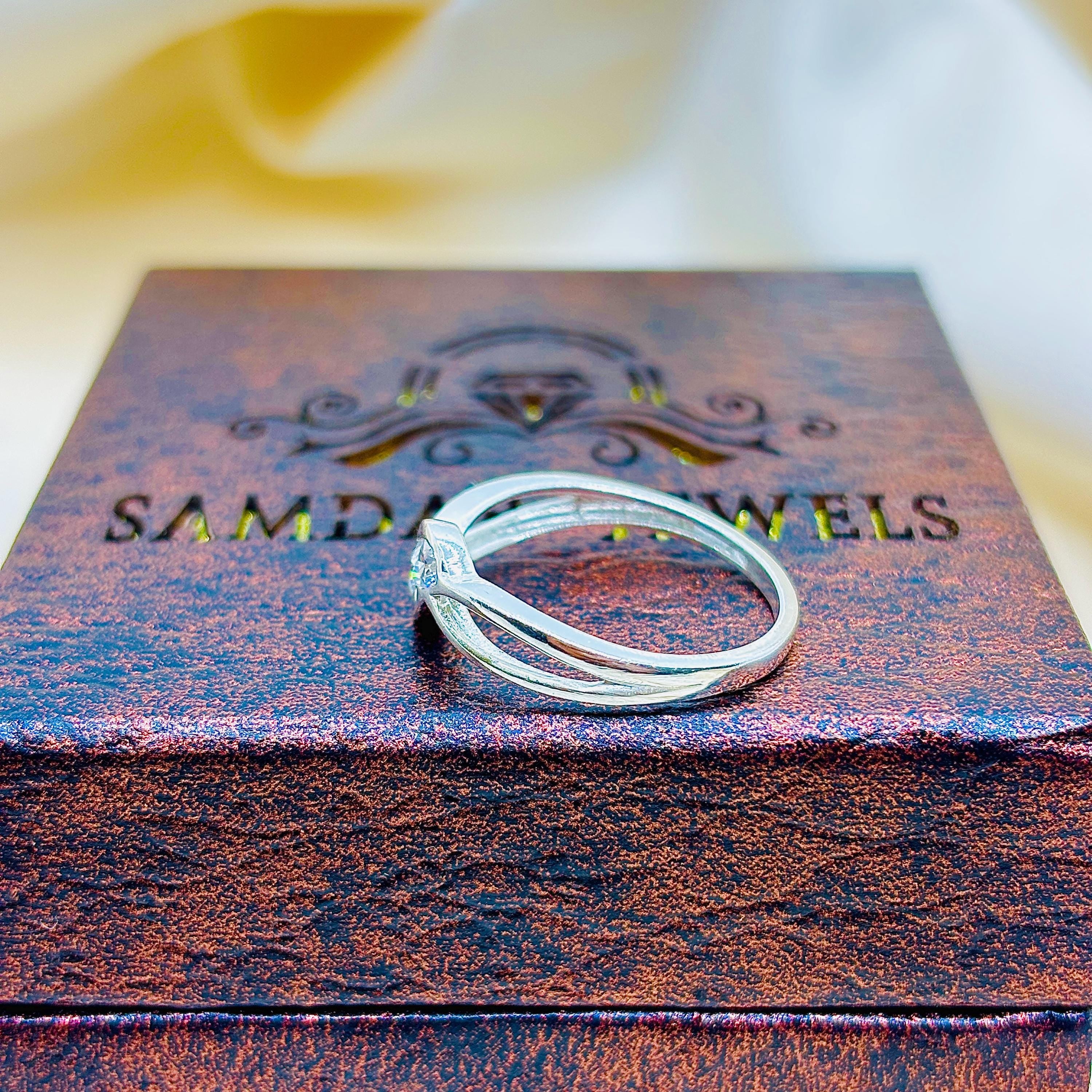 Sterling Silver Three Stone Moissanite Ring - Minimalist Promise Ring