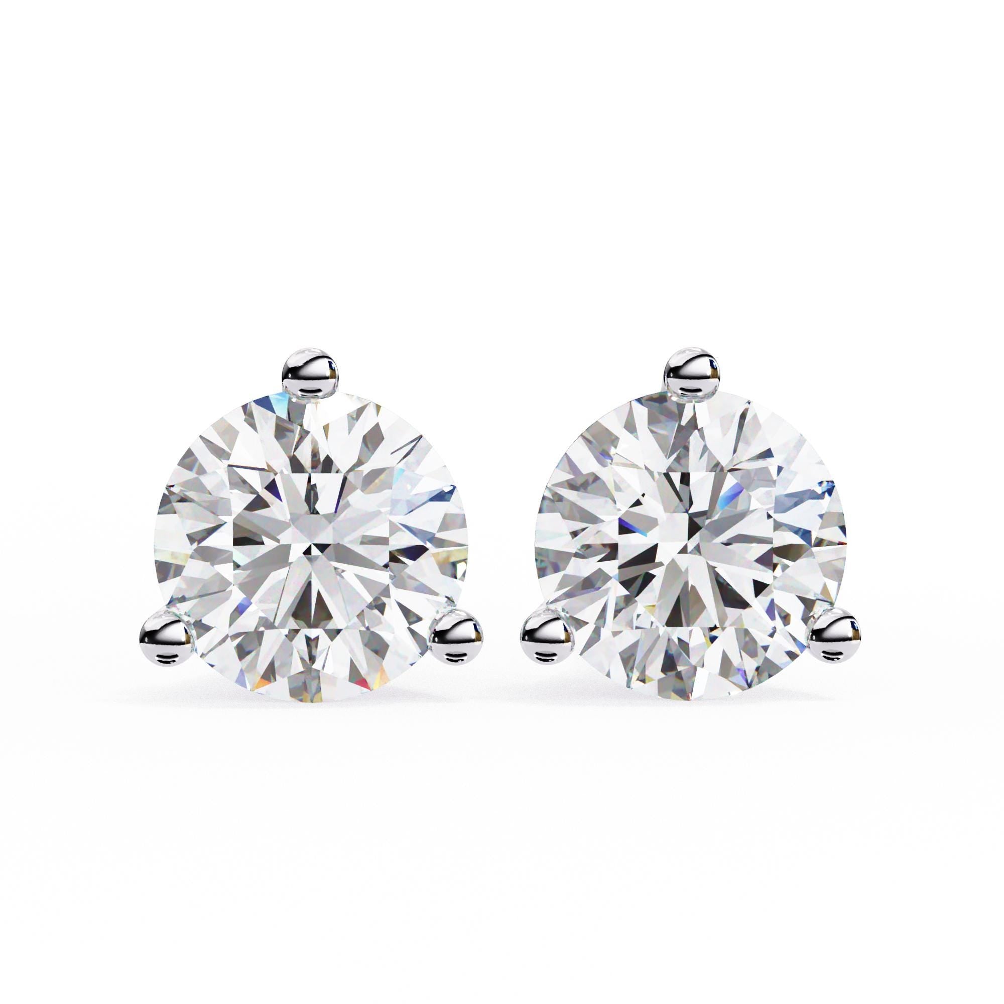 Moissanite Stud Earrings, 925 Sterling Silver, Prong Set