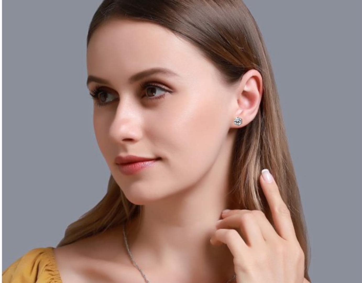 Moissanite Stud Earrings, 925 Sterling Silver Hidden Halo, Anniversary Gift
