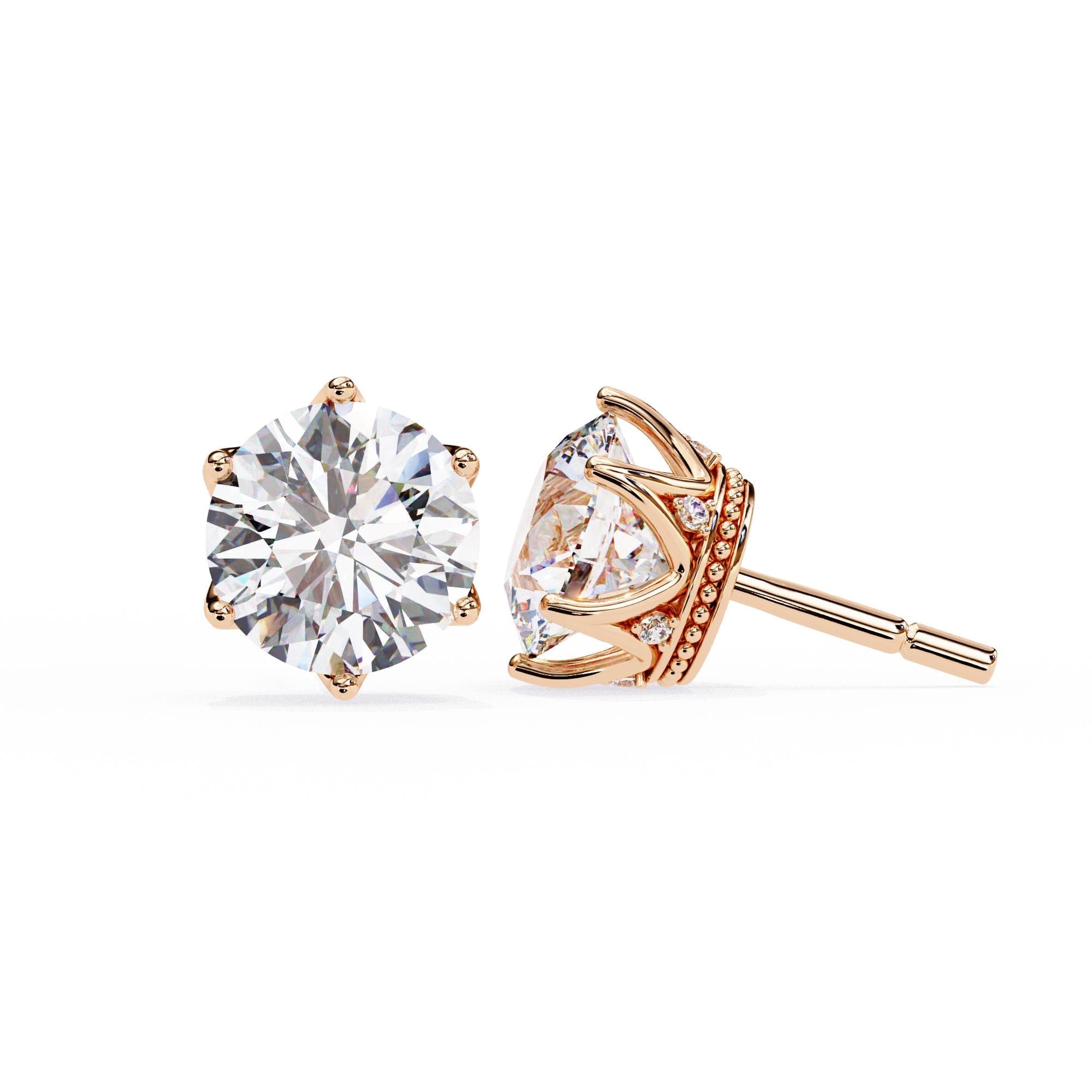 Moissanite Stud Earrings, 925 Sterling Silver Hidden Halo, Anniversary Gift