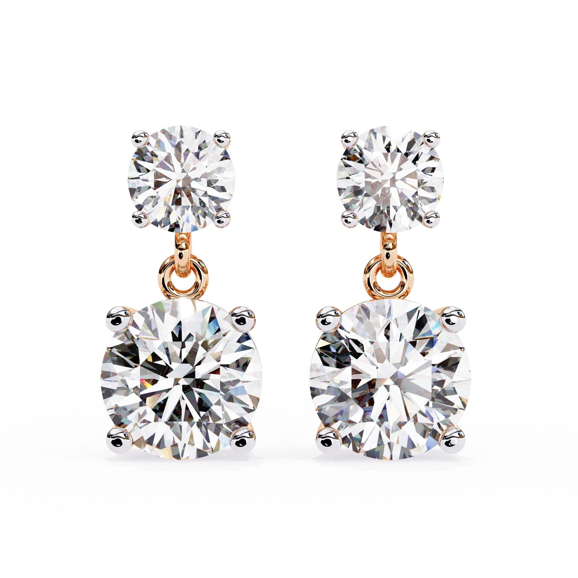 Moissanite Dangle Earrings, 925 Sterling Silver, Classic Drop Studs