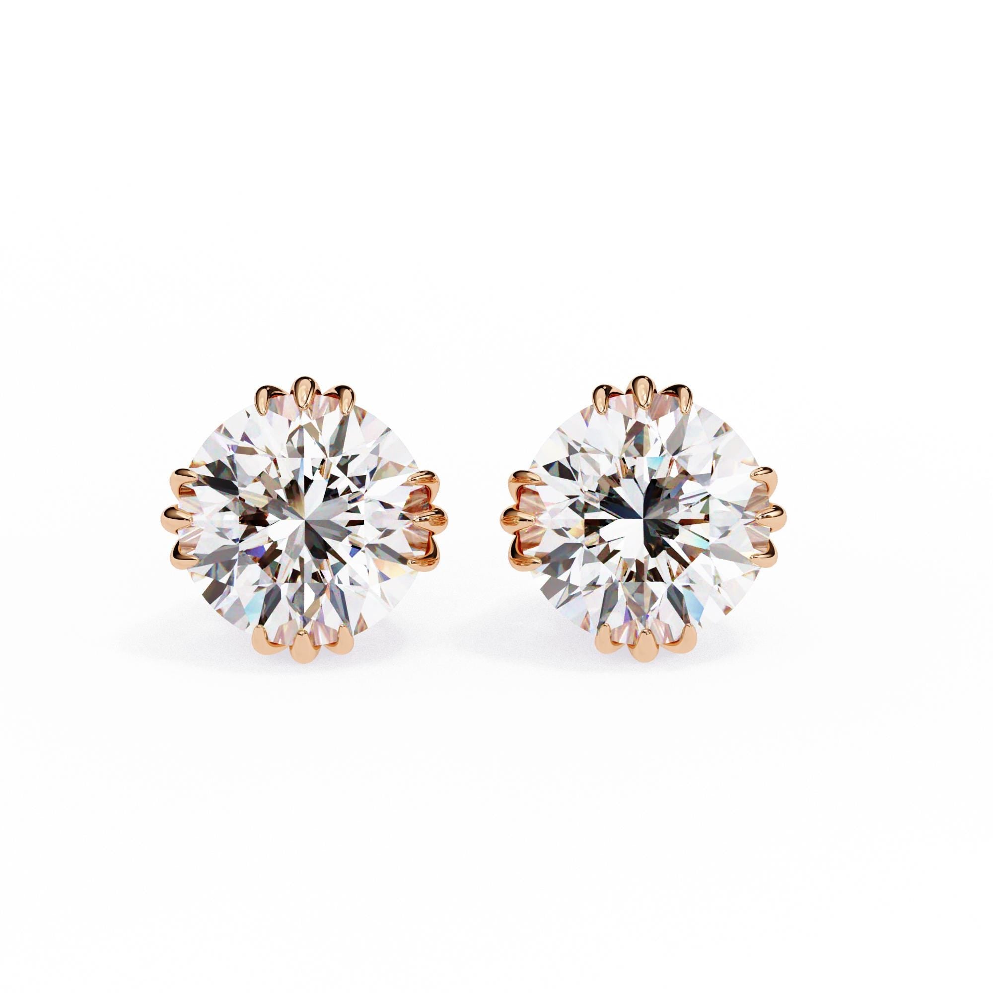 Moissanite Stud Earrings, 925 Sterling Silver Hidden Halo