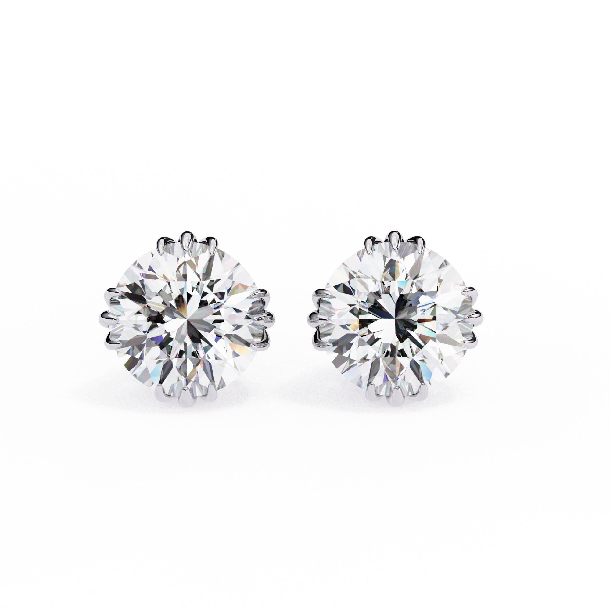 Moissanite Stud Earrings, 925 Sterling Silver Hidden Halo