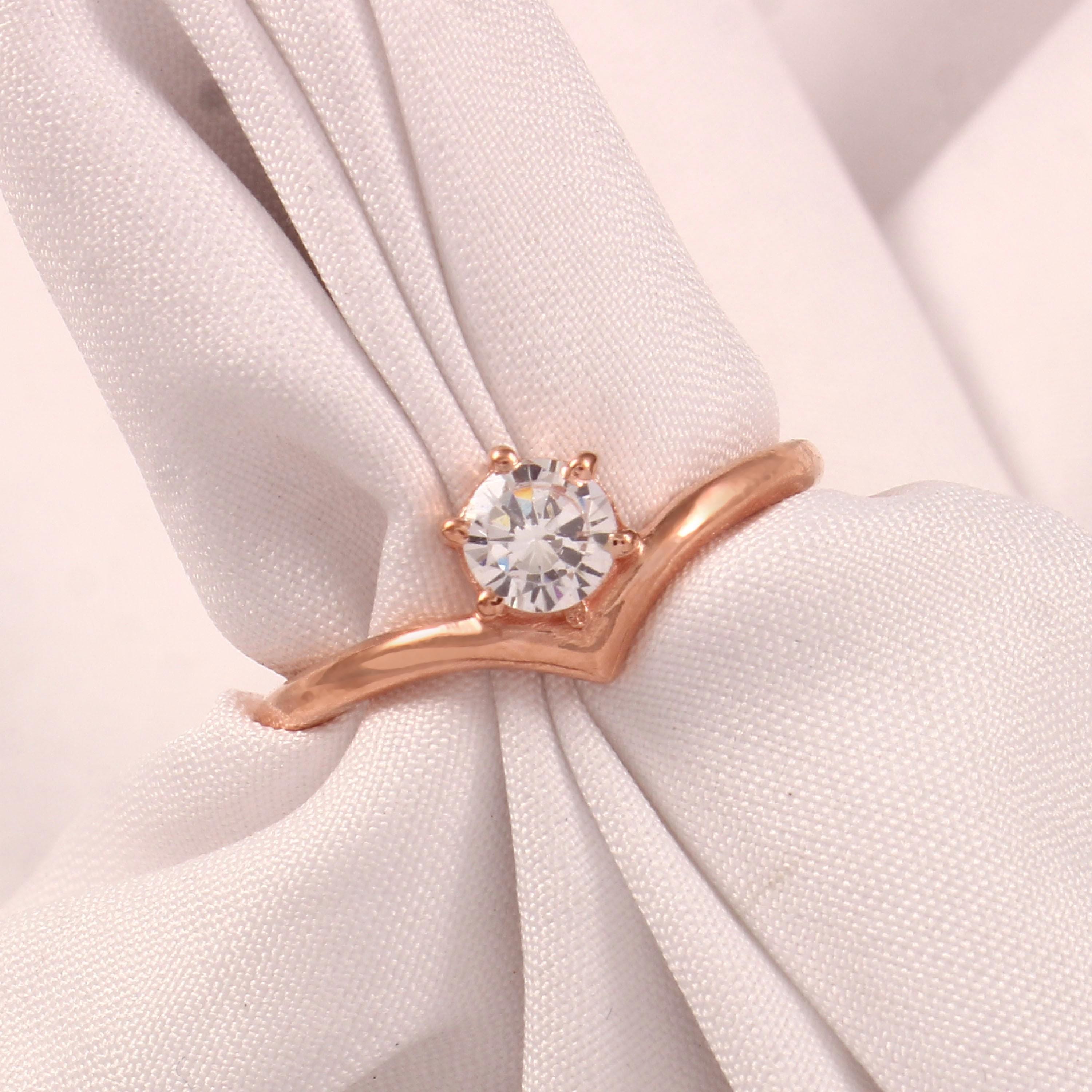 Moissanite Chevron Ring: Minimalist Sterling Silver V Band