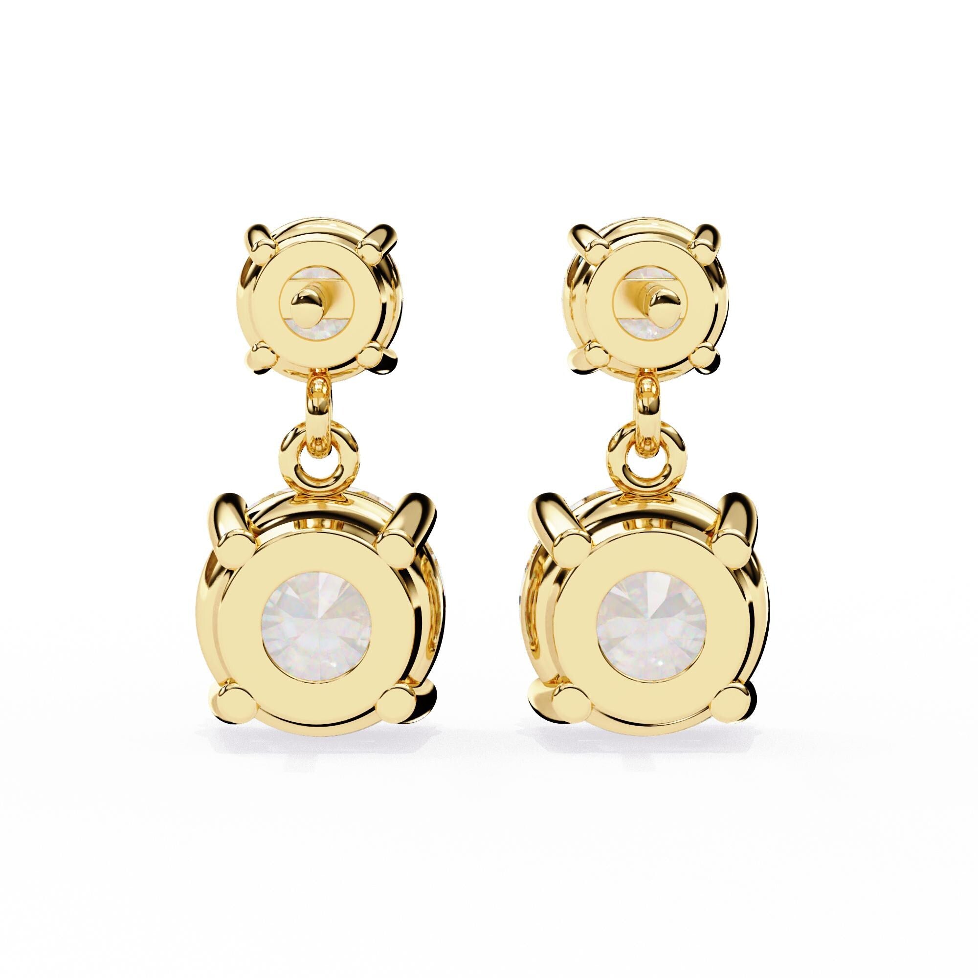 Moissanite Dangle Earrings, 925 Sterling Silver, Classic Drop Studs