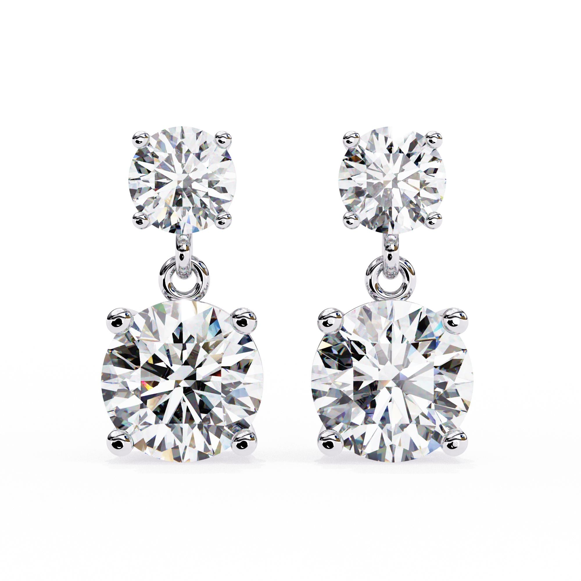 Moissanite Dangle Earrings, 925 Sterling Silver, Classic Drop Studs