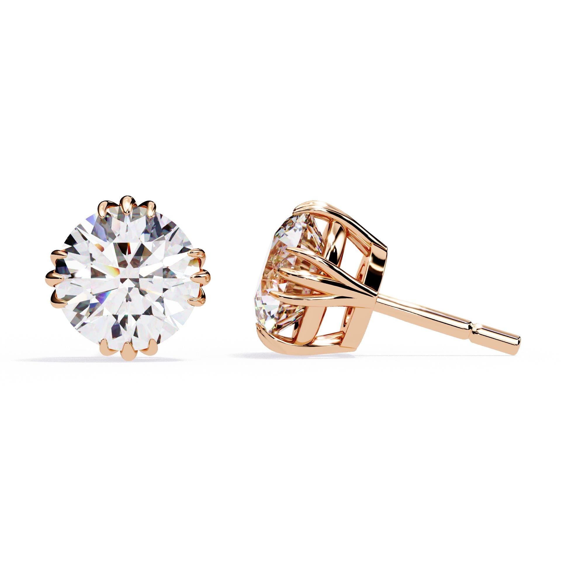 Moissanite Stud Earrings, 925 Sterling Silver Hidden Halo