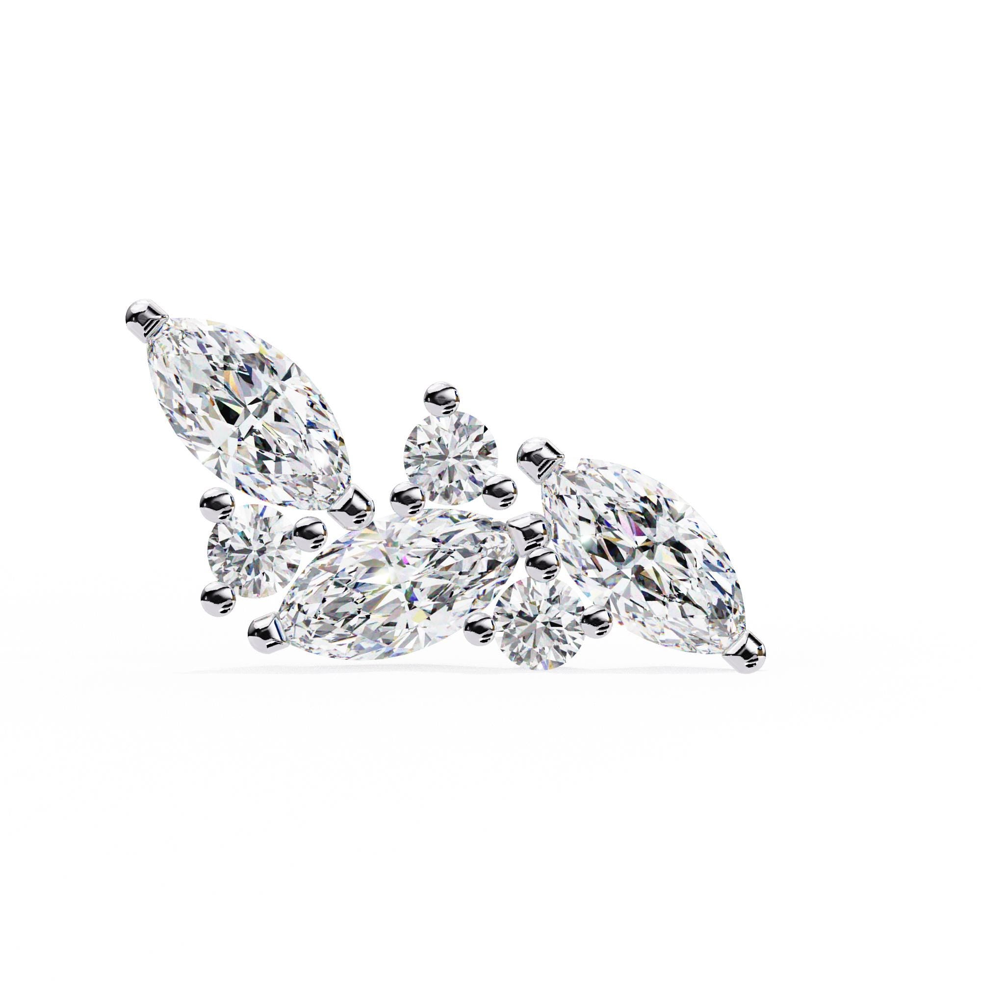 Moissanite Cluster Stud Earrings, 925 Sterling Silver Anniversary Gift