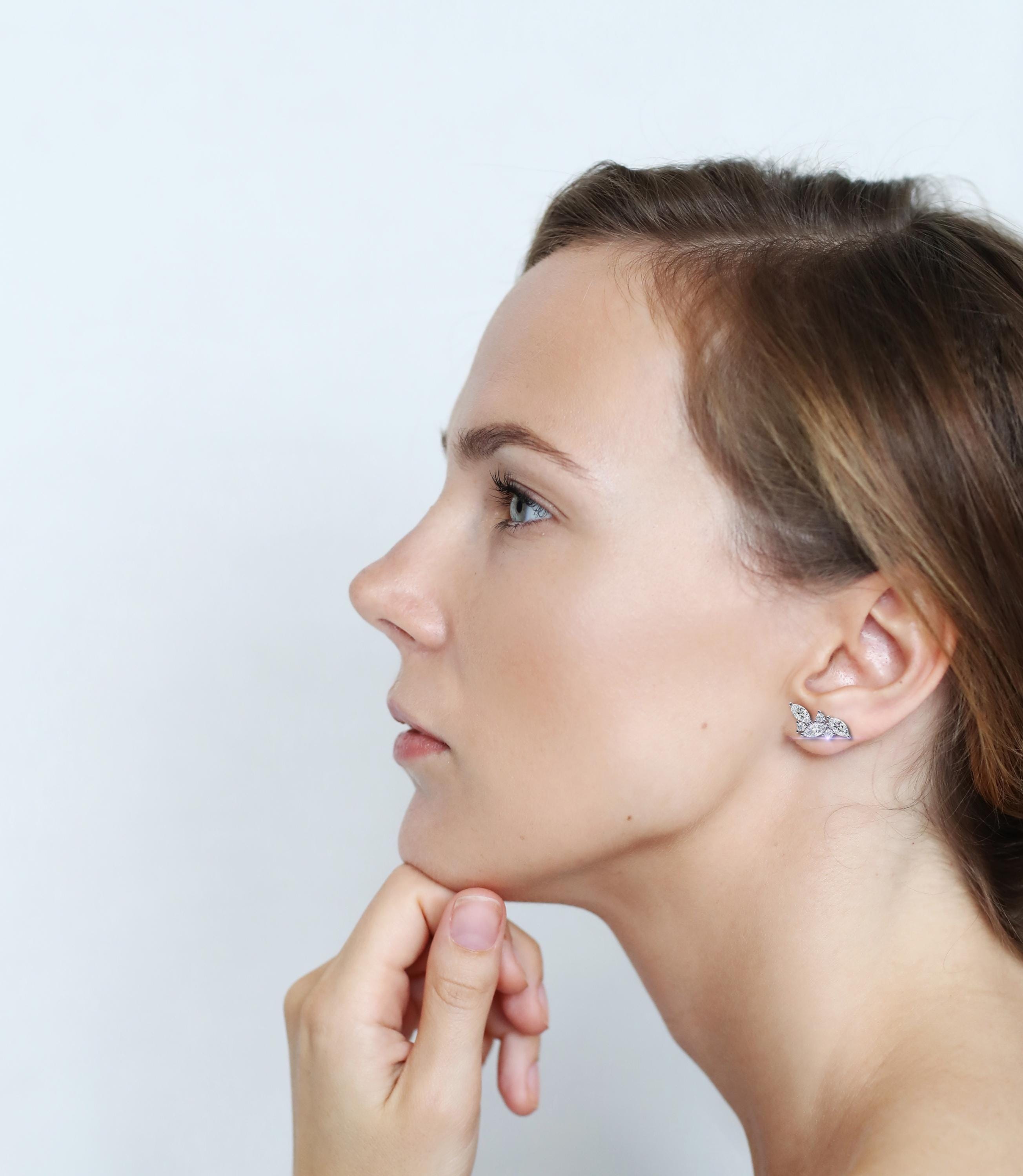 Moissanite Cluster Stud Earrings, 925 Sterling Silver Anniversary Gift