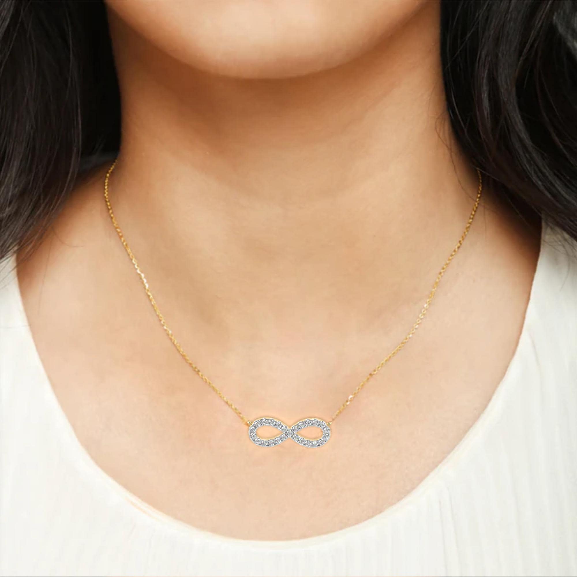 Moissanite Infinity Pendant, Sterling Silver Necklace, Gift for Her