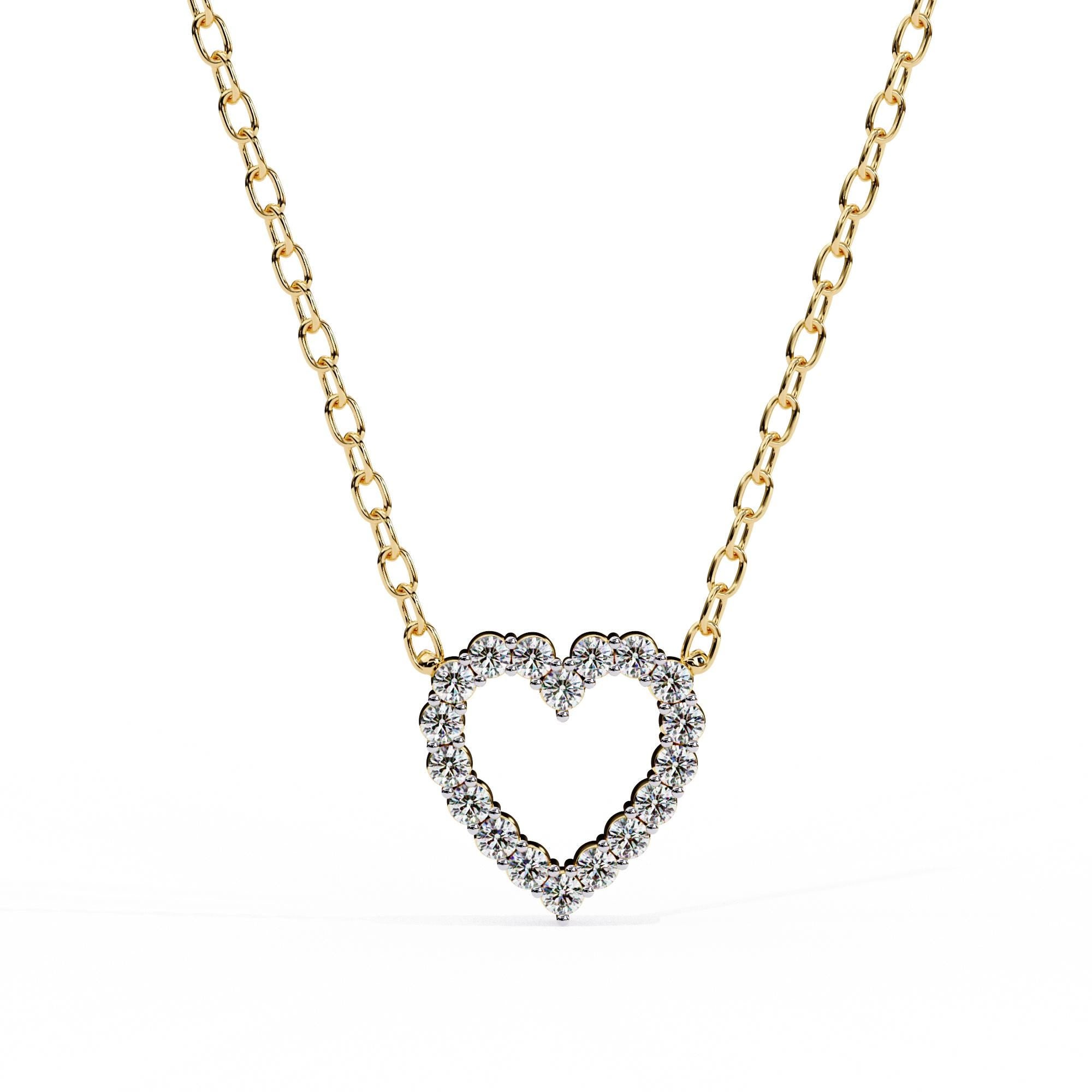 Sterling Silver Heart Necklace, Moissanite Pave Pendant, Love Gift