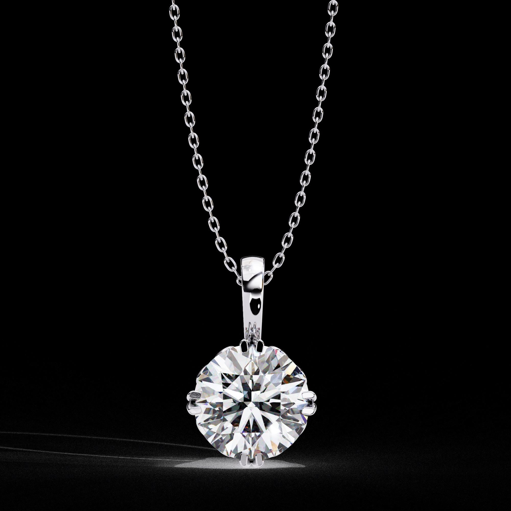 Sterling Silver Moissanite Pendant Necklace - Minimalist Dainty Jewelry