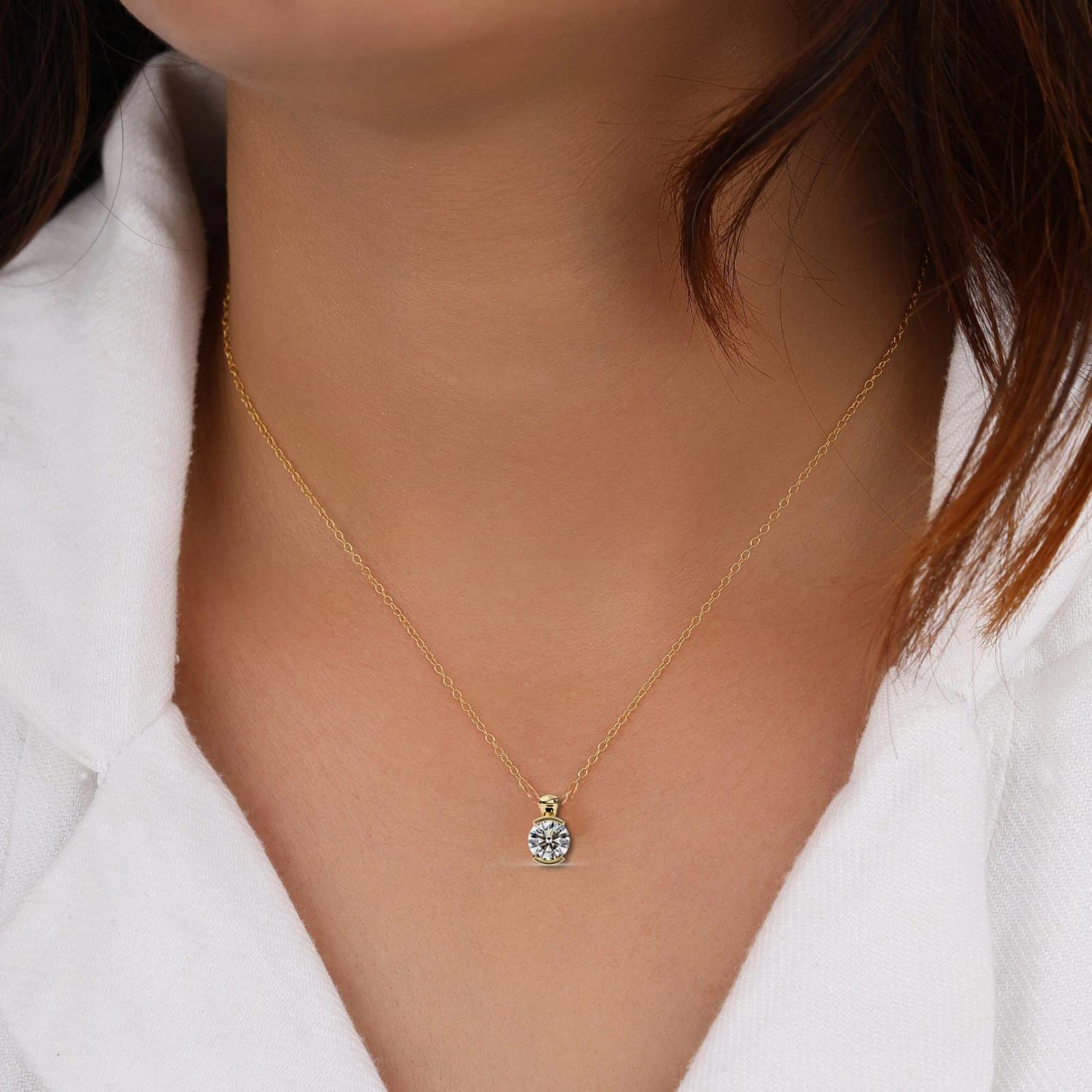 Moissanite Solitaire Pendant Necklace, 925 Sterling Silver, Dainty Minimalist