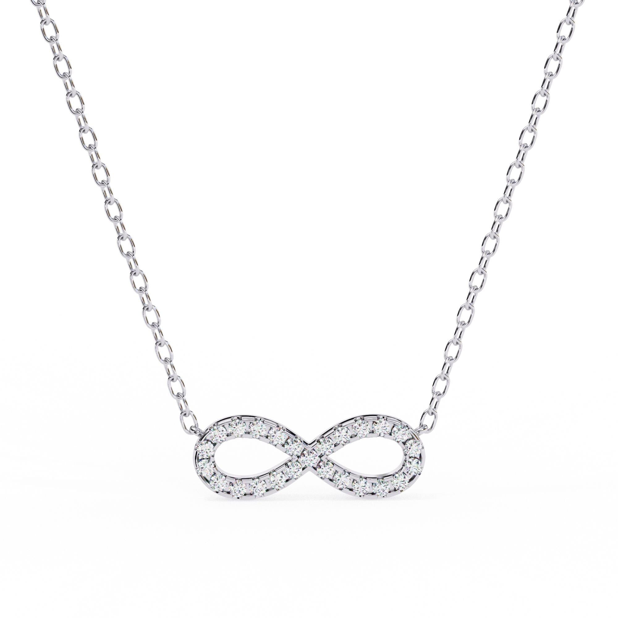 Moissanite Infinity Pendant, Sterling Silver Necklace, Gift for Her