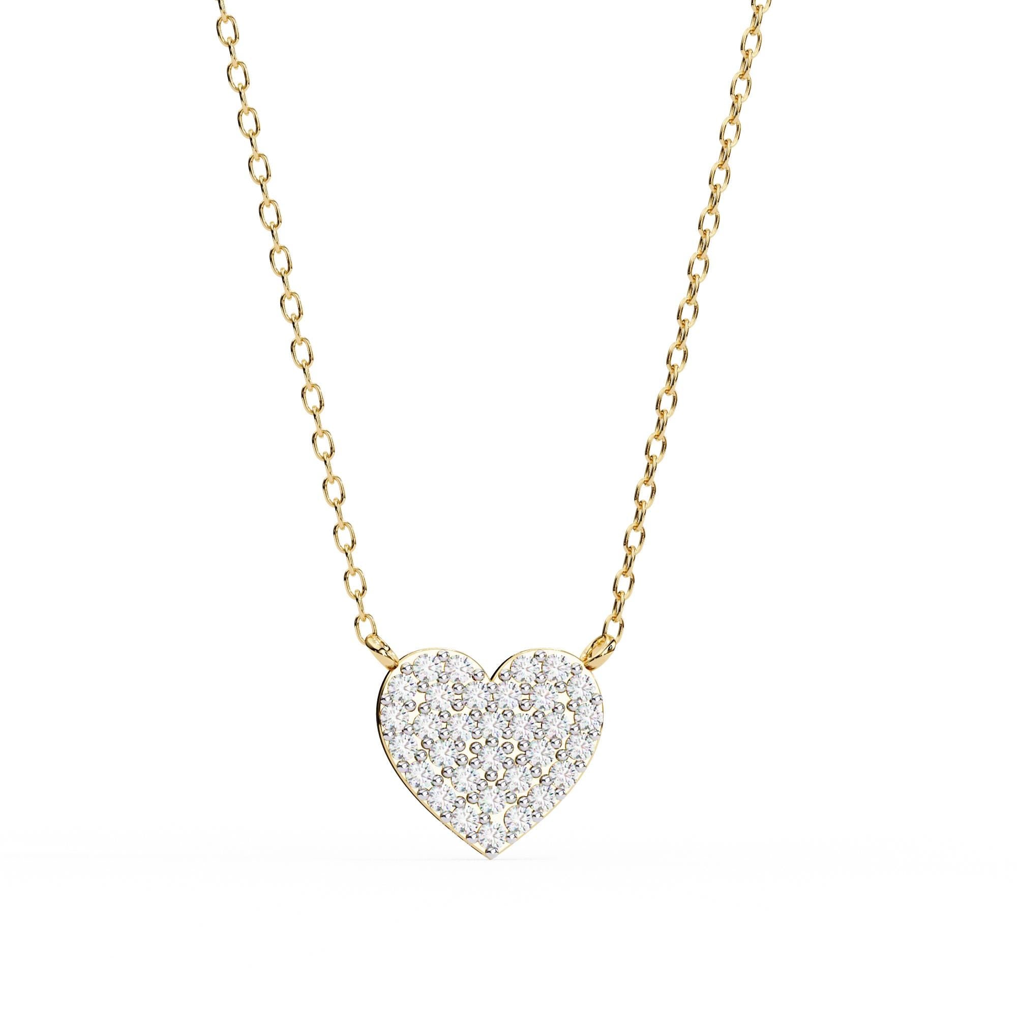 Sterling Silver Moissanite Heart Pendant Necklace, Dainty Love Gift