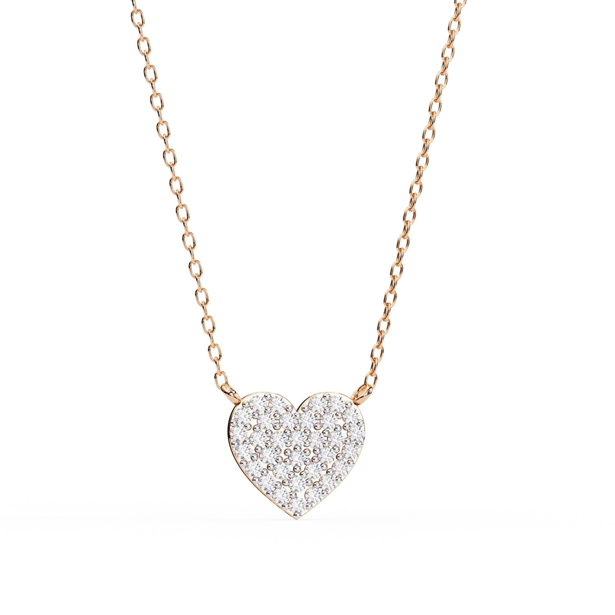 Sterling Silver Moissanite Heart Pendant Necklace, Dainty Love Gift