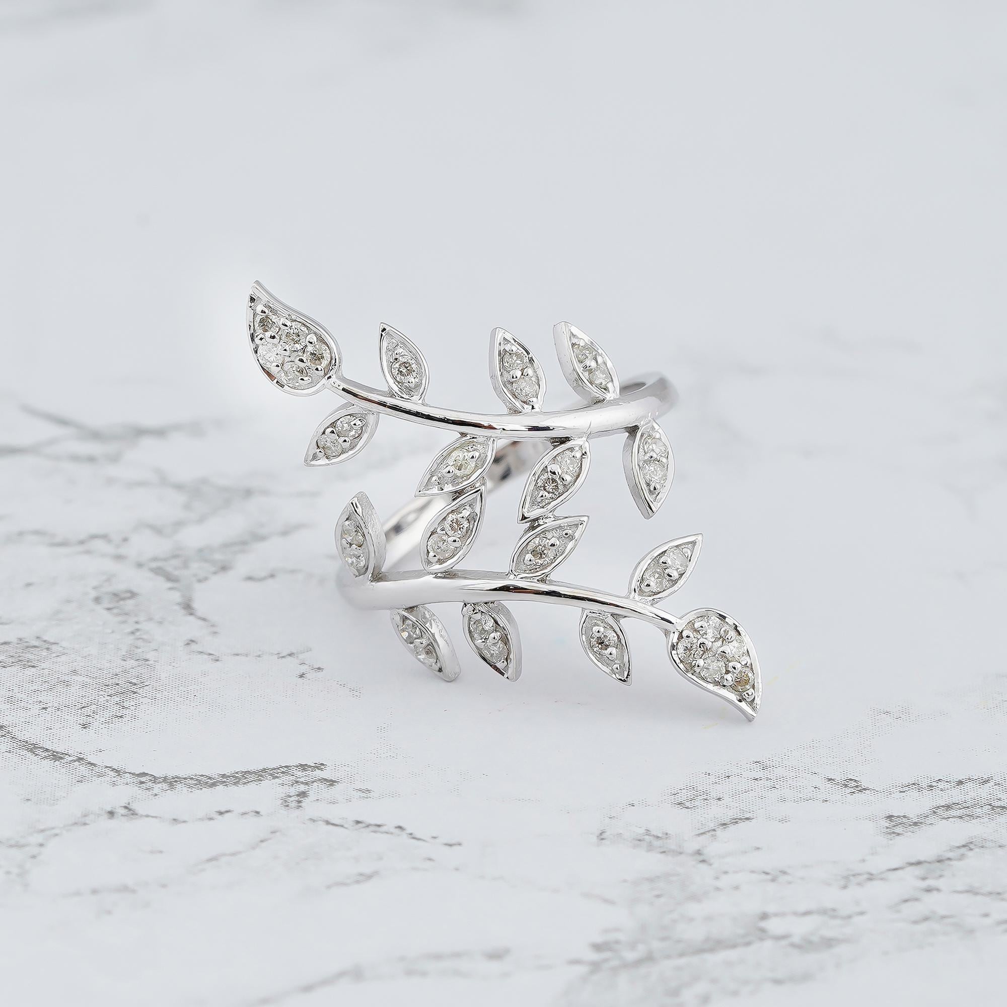 Sterling Silver Leaf Ring - Open Wrap Vine Ring - Nature Inspired Jewelry