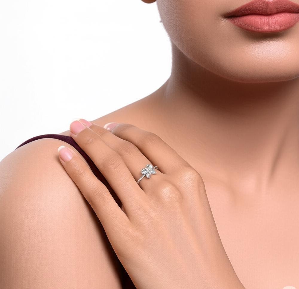Sterling Silver Butterfly Ring, Cubic Zirconia, Promise Ring