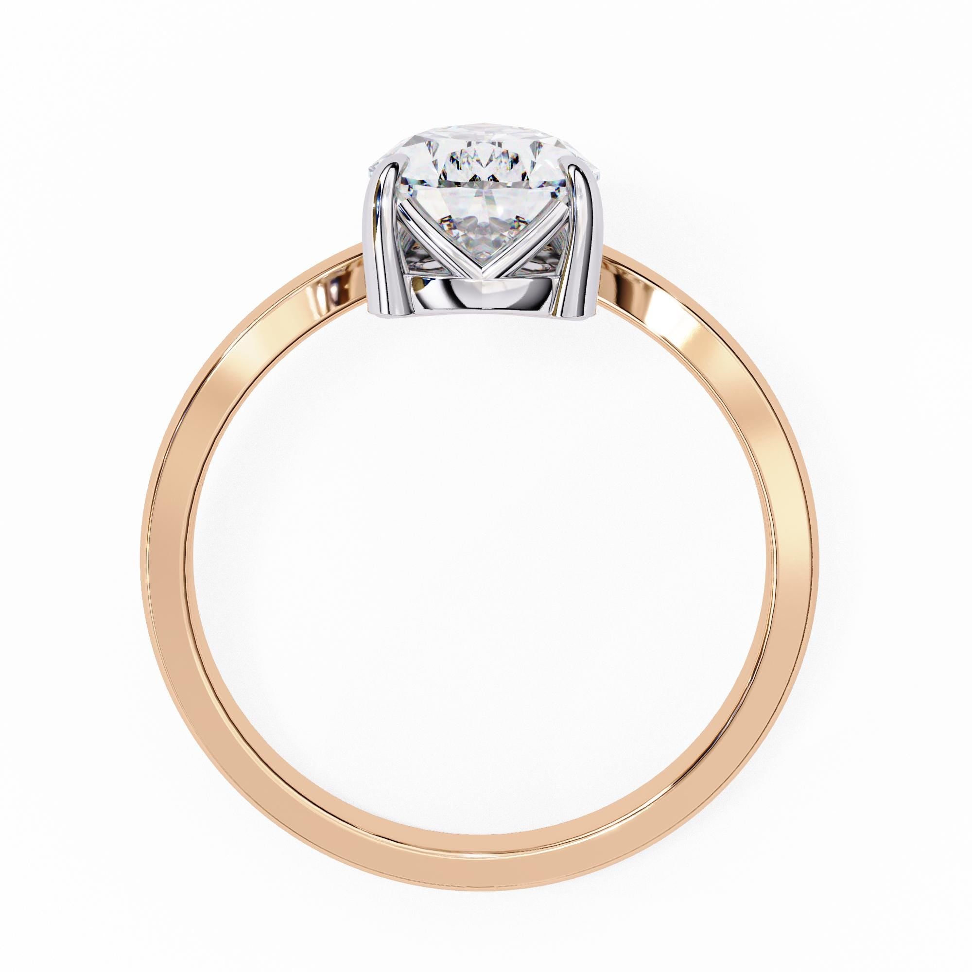 Pear Moissanite Engagement Ring, V-Shape Sterling Silver Band