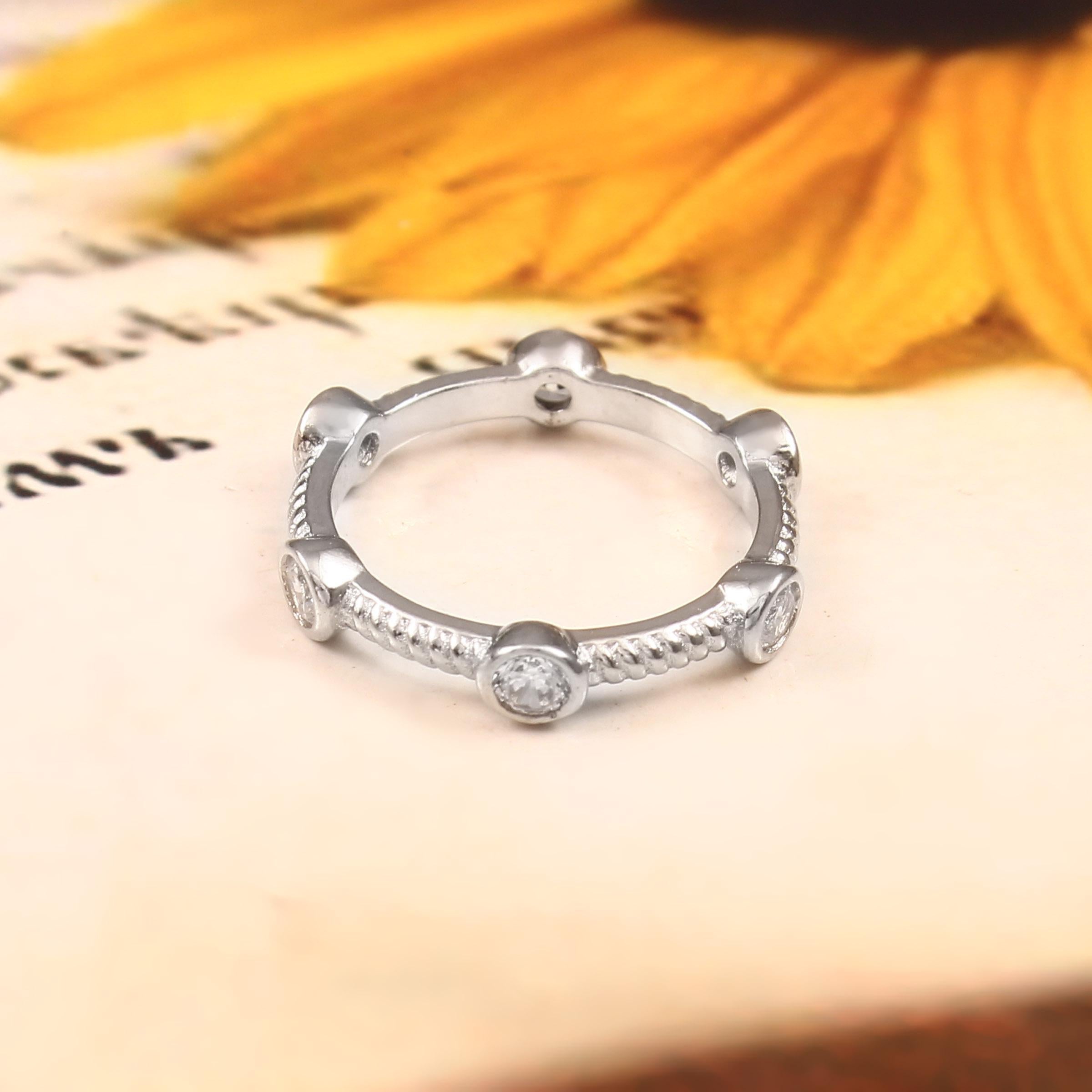 Moissanite Wedding Band, Bezel Set Art Deco Sterling Silver Ring