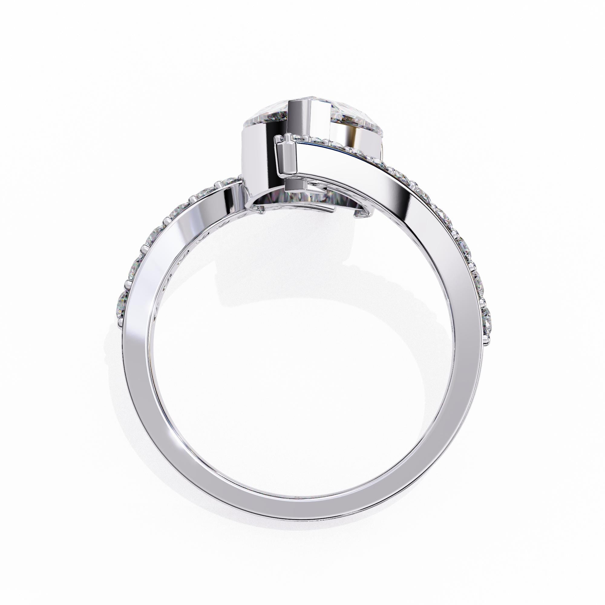 Sterling Silver Pear Moissanite Bypass Eternity Ring, Minimalist Engagement Band