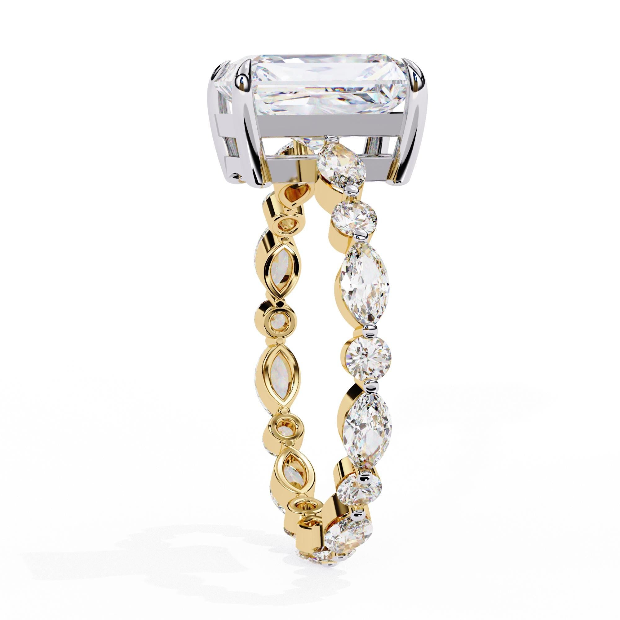 Radiant Cut Moissanite Engagement, Hidden Halo Ring, Promise Ring, Statement Ring