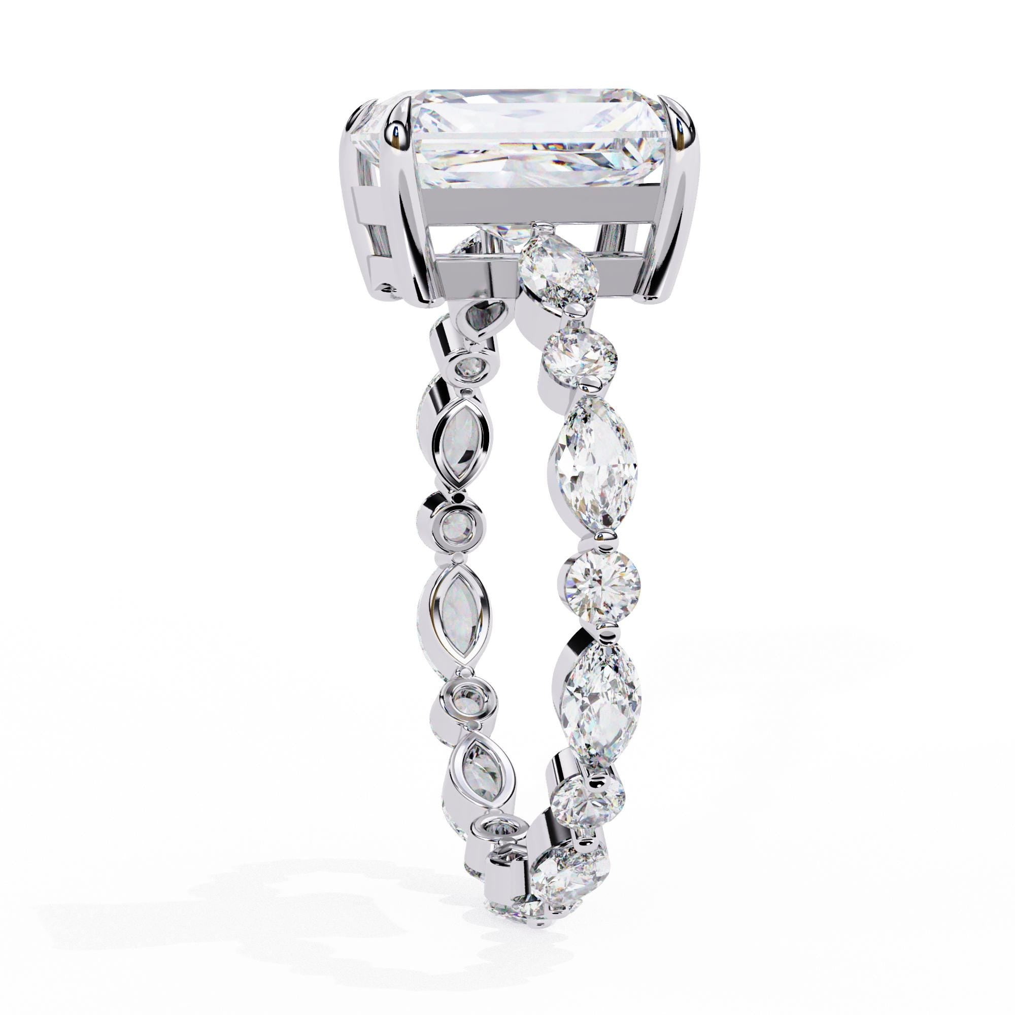 Radiant Cut Moissanite Engagement, Hidden Halo Ring, Promise Ring, Statement Ring