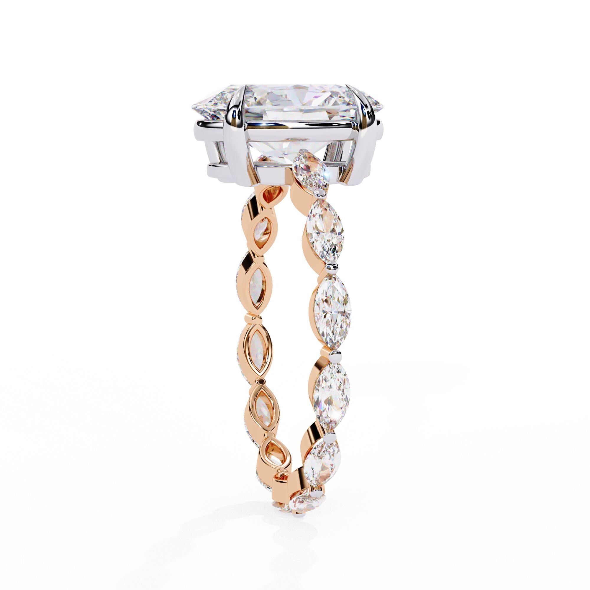 Oval Moissanite Engagement Ring, Rose Gold, Wedding, Promise, Anniversary Gift