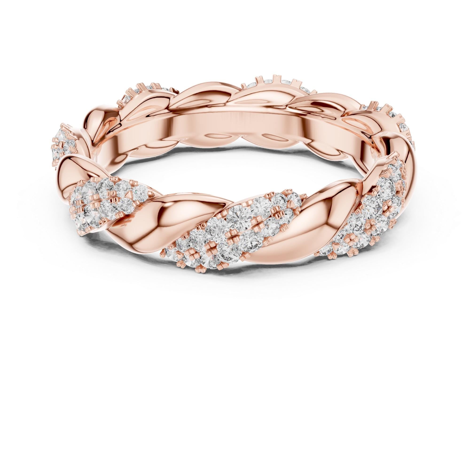 Twisted Sterling Silver Moissanite Wedding Band, Full Eternity Anniversary Ring
