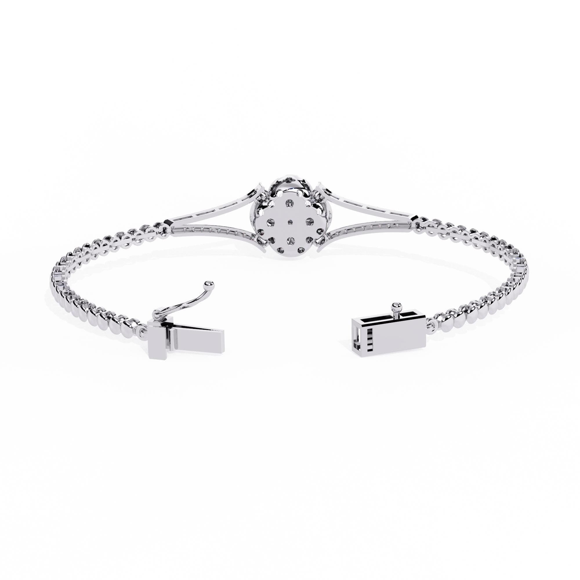 Handmade Moissanite Sterling Silver Bangle Bracelet, Anniversary Gift