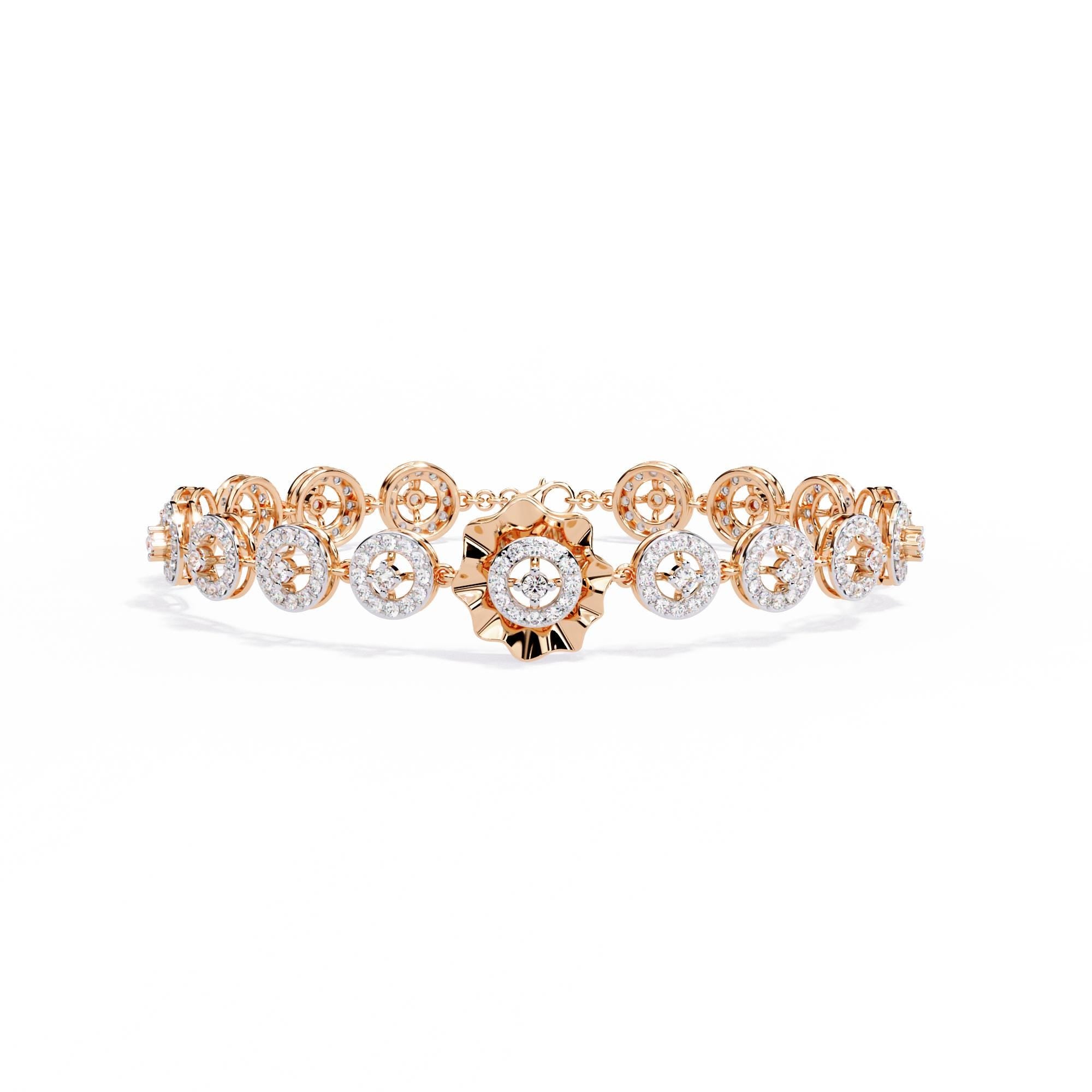 Handmade Moissanite Flower Bangle, 925 Sterling Silver Bridal Bracelet
