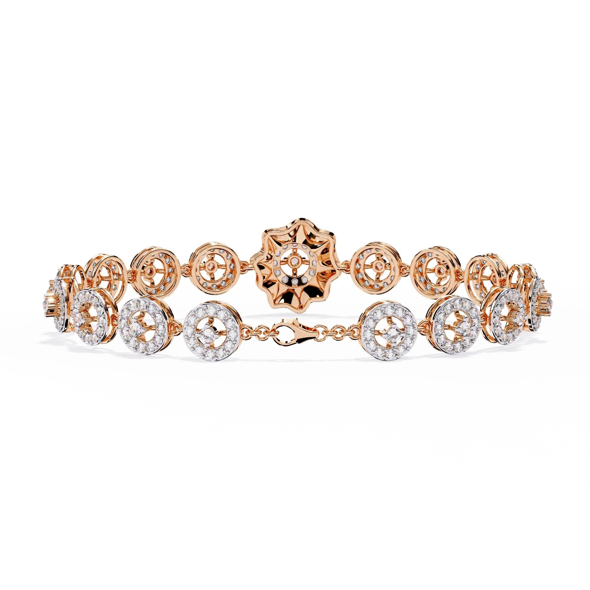 Handmade Moissanite Flower Bangle, 925 Sterling Silver Bridal Bracelet