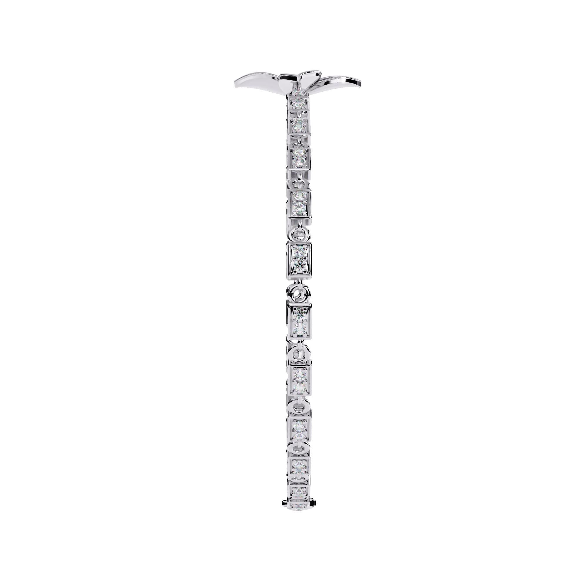 Handmade Moissanite Flower Bracelet, 925 Sterling Silver, Bridal Jewelry